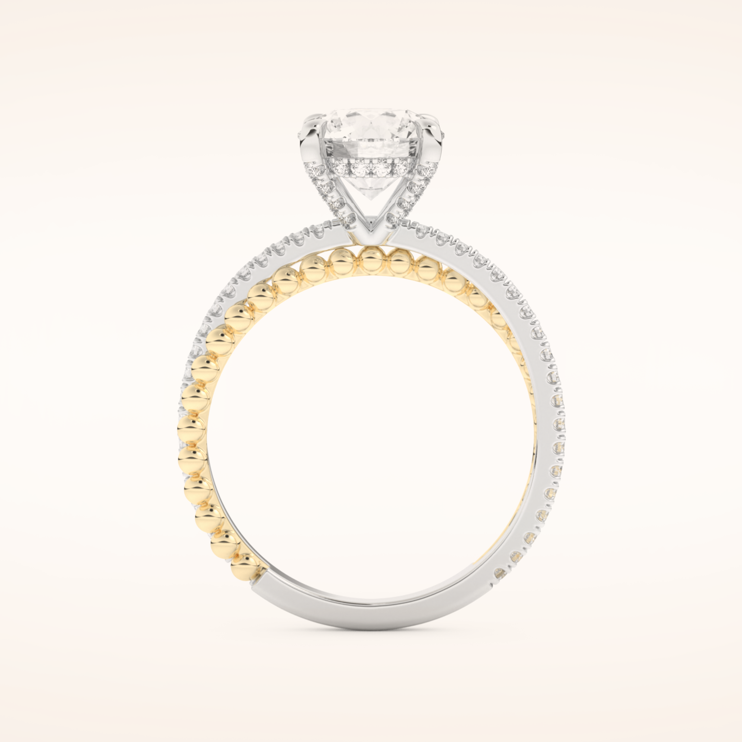 1.52 CT Round Shaped Pave Split Shank Moissanite Engagement Ring