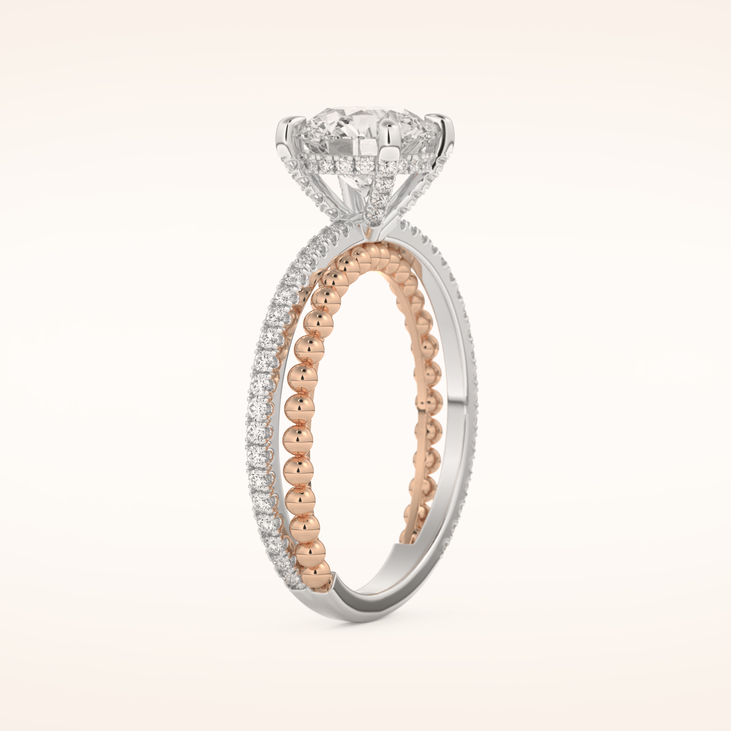 1.52 CT Round Shaped Pave Split Shank Moissanite Engagement Ring