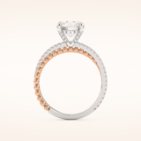 1.52 CT Round Shaped Pave Split Shank Moissanite Engagement Ring