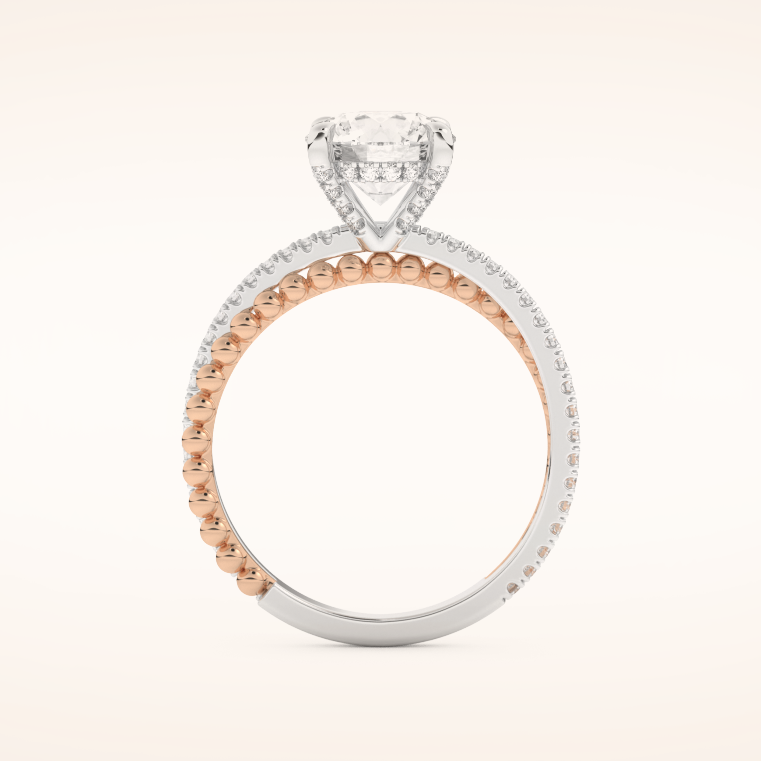 1.52 CT Round Shaped Pave Split Shank Moissanite Engagement Ring