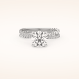 1.52 CT Round Shaped Pave Split Shank Moissanite Engagement Ring
