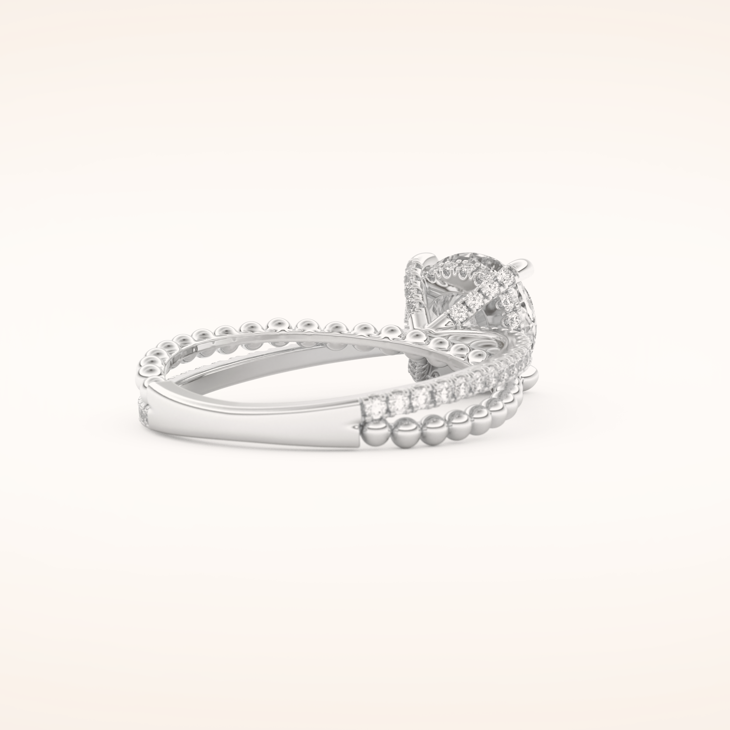 1.52 CT Round Shaped Pave Split Shank Moissanite Engagement Ring