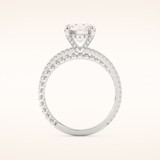 1.52 CT Round Shaped Pave Split Shank Moissanite Engagement Ring
