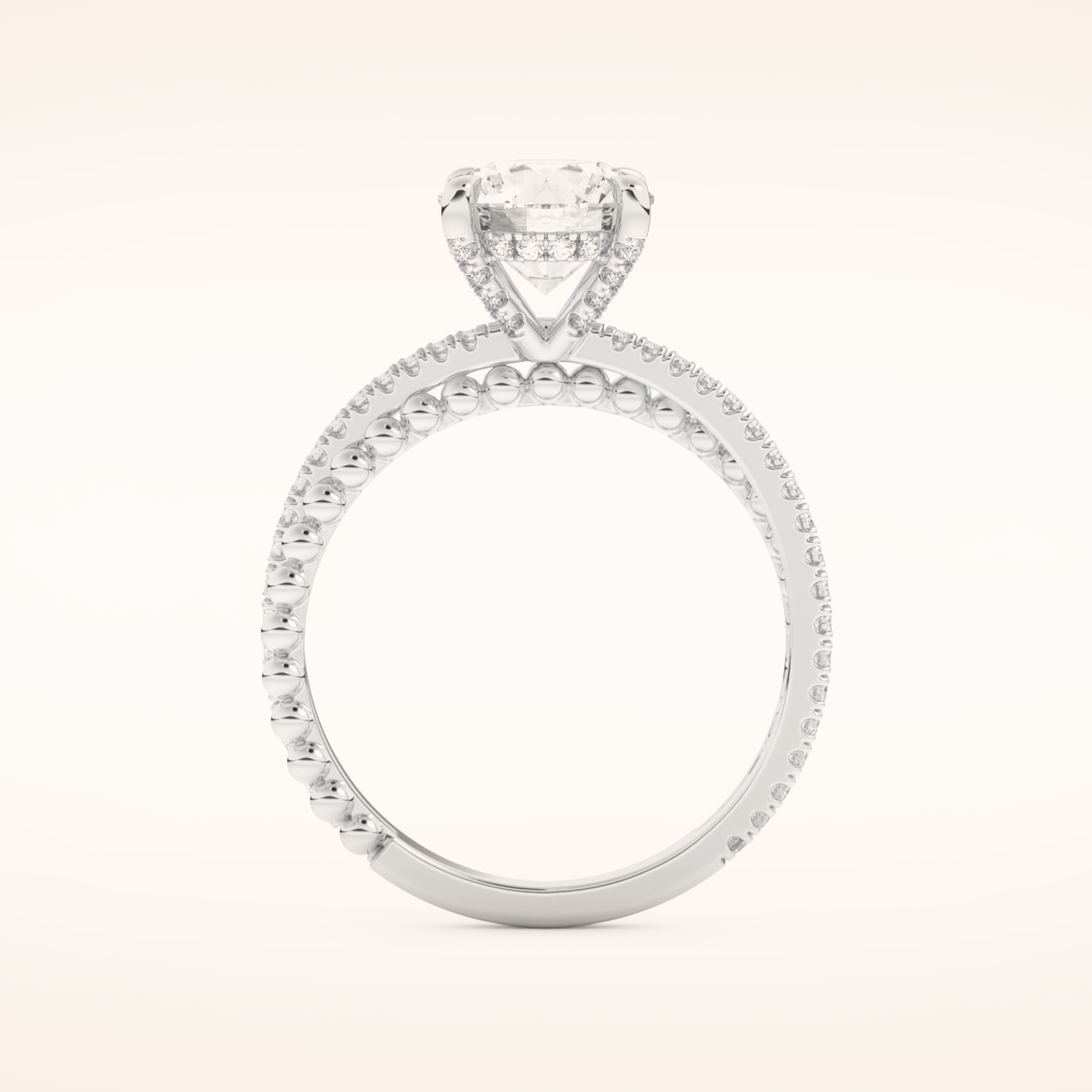 1.52 CT Round Shaped Pave Split Shank Moissanite Engagement Ring