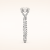1.52 CT Round Shaped Pave Split Shank Moissanite Engagement Ring
