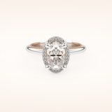 1.5 CT Oval Shaped Halo Moissanite Engagement Ring