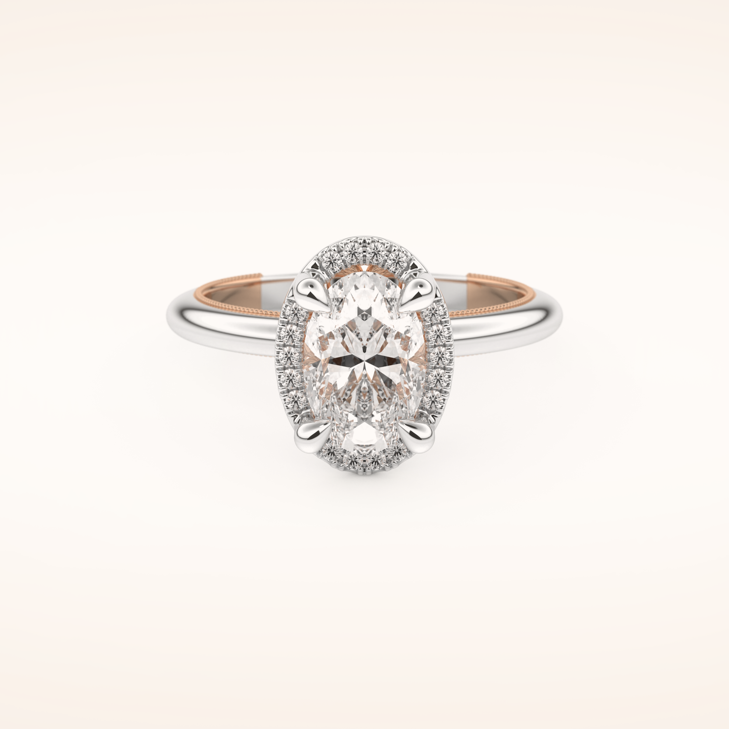 1.5 CT Oval Shaped Halo Moissanite Engagement Ring