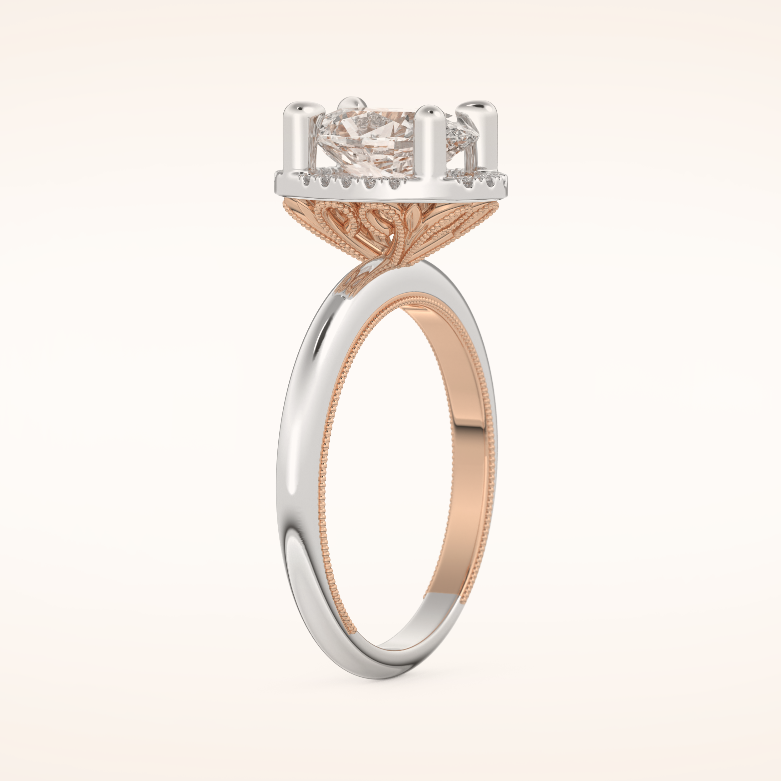 1.5 CT Oval Shaped Halo Moissanite Engagement Ring