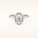1.5 CT Oval Shaped Halo Moissanite Engagement Ring