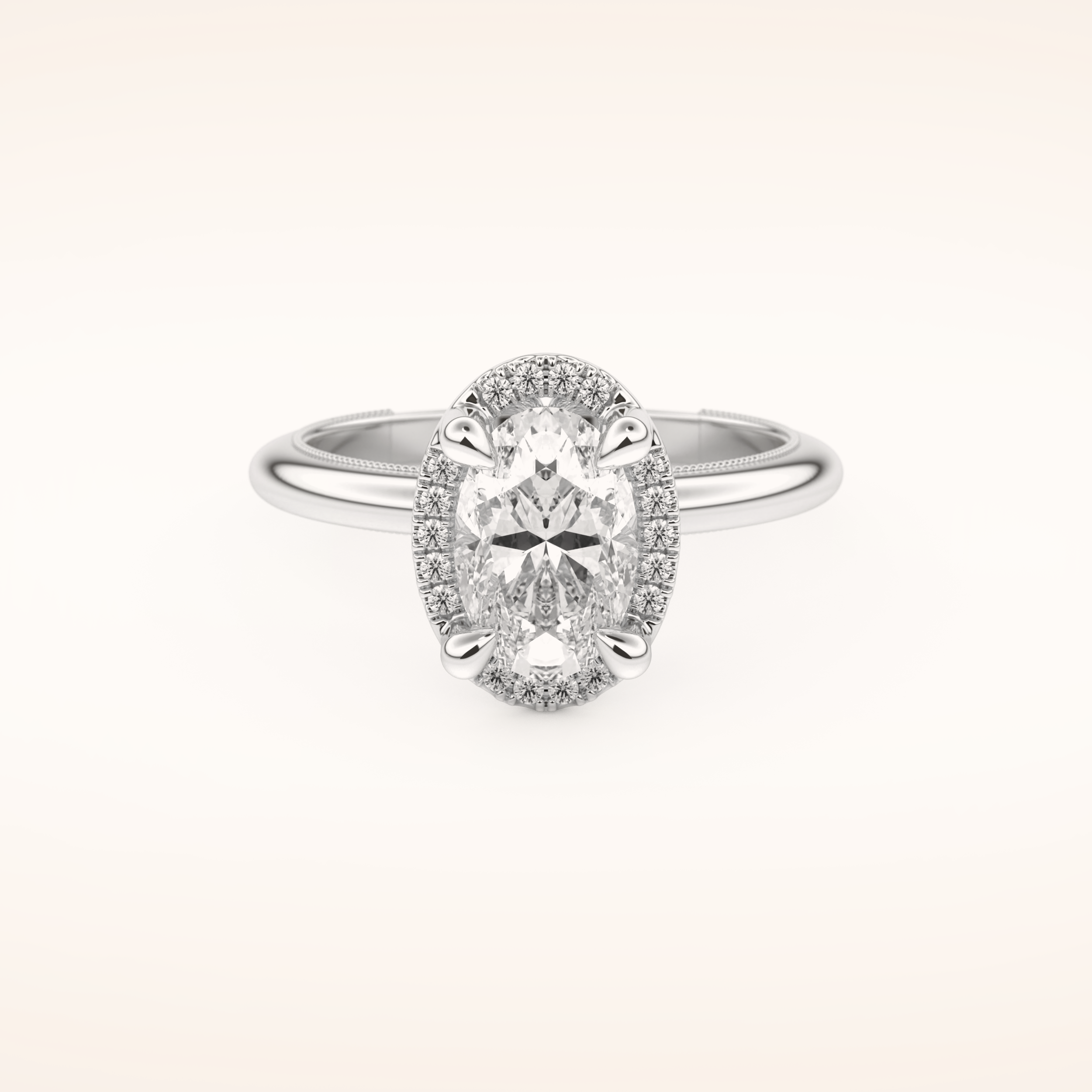 1.5 CT Oval Shaped Halo Moissanite Engagement Ring