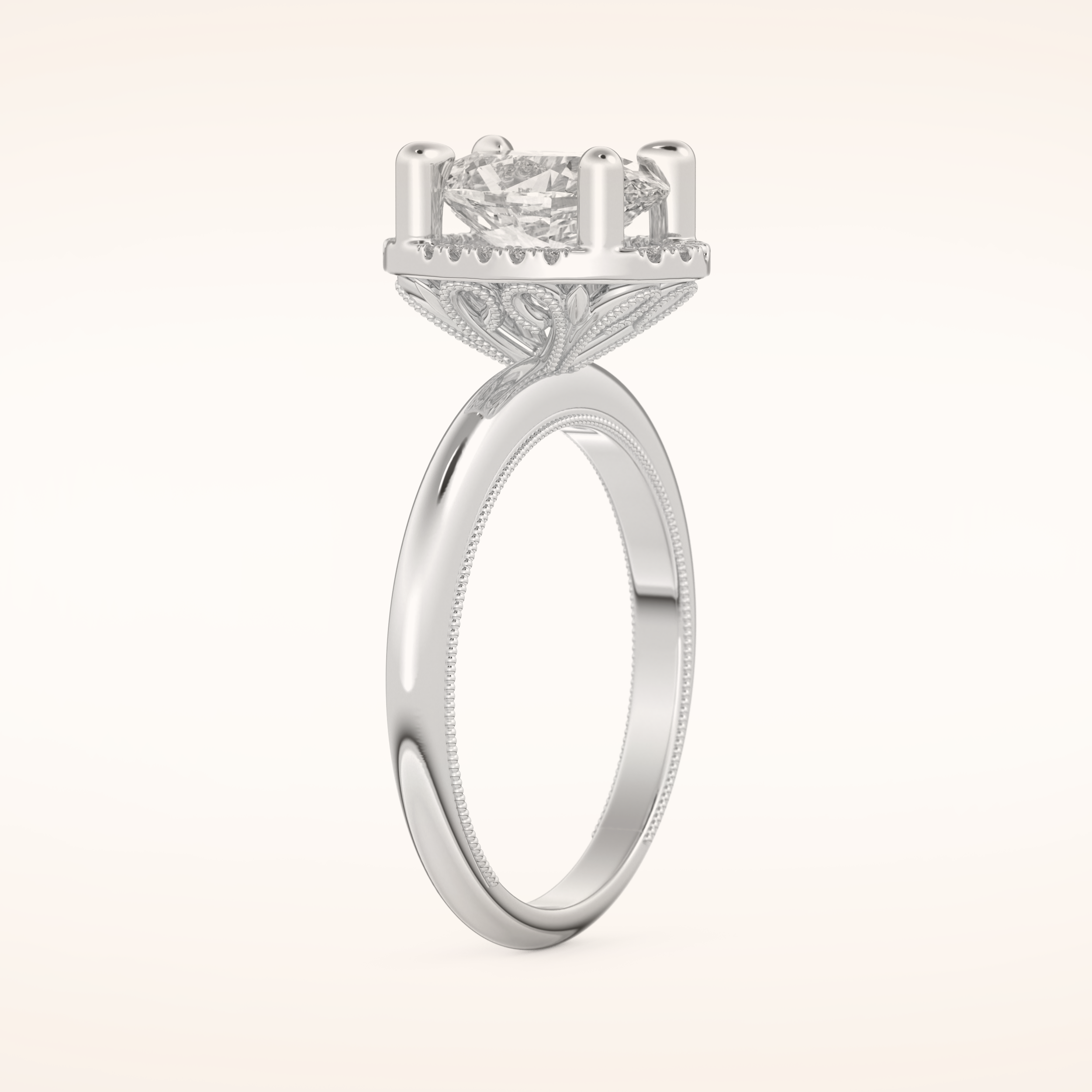 1.5 CT Oval Shaped Halo Moissanite Engagement Ring