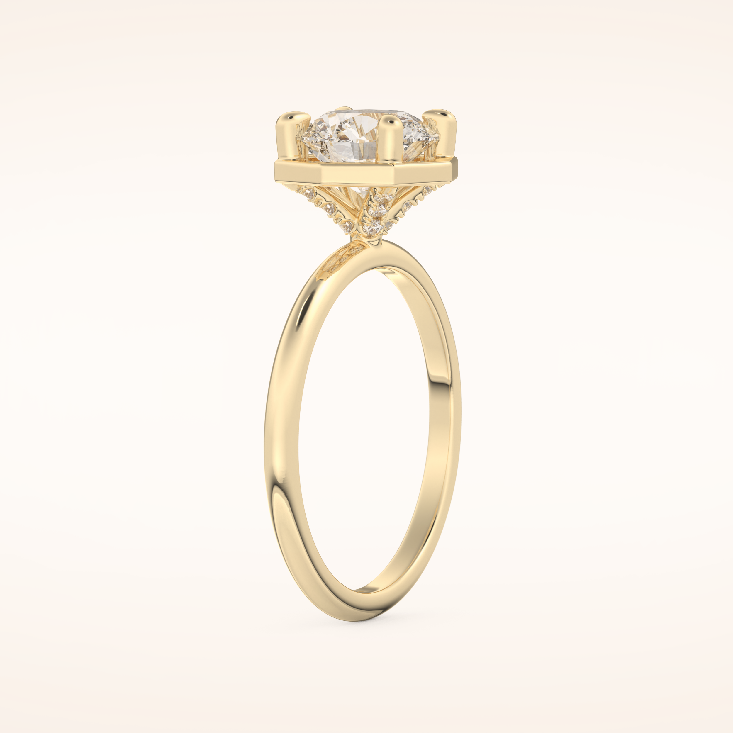 1.5 CT Round Shaped Pave Moissanite Engagement Ring