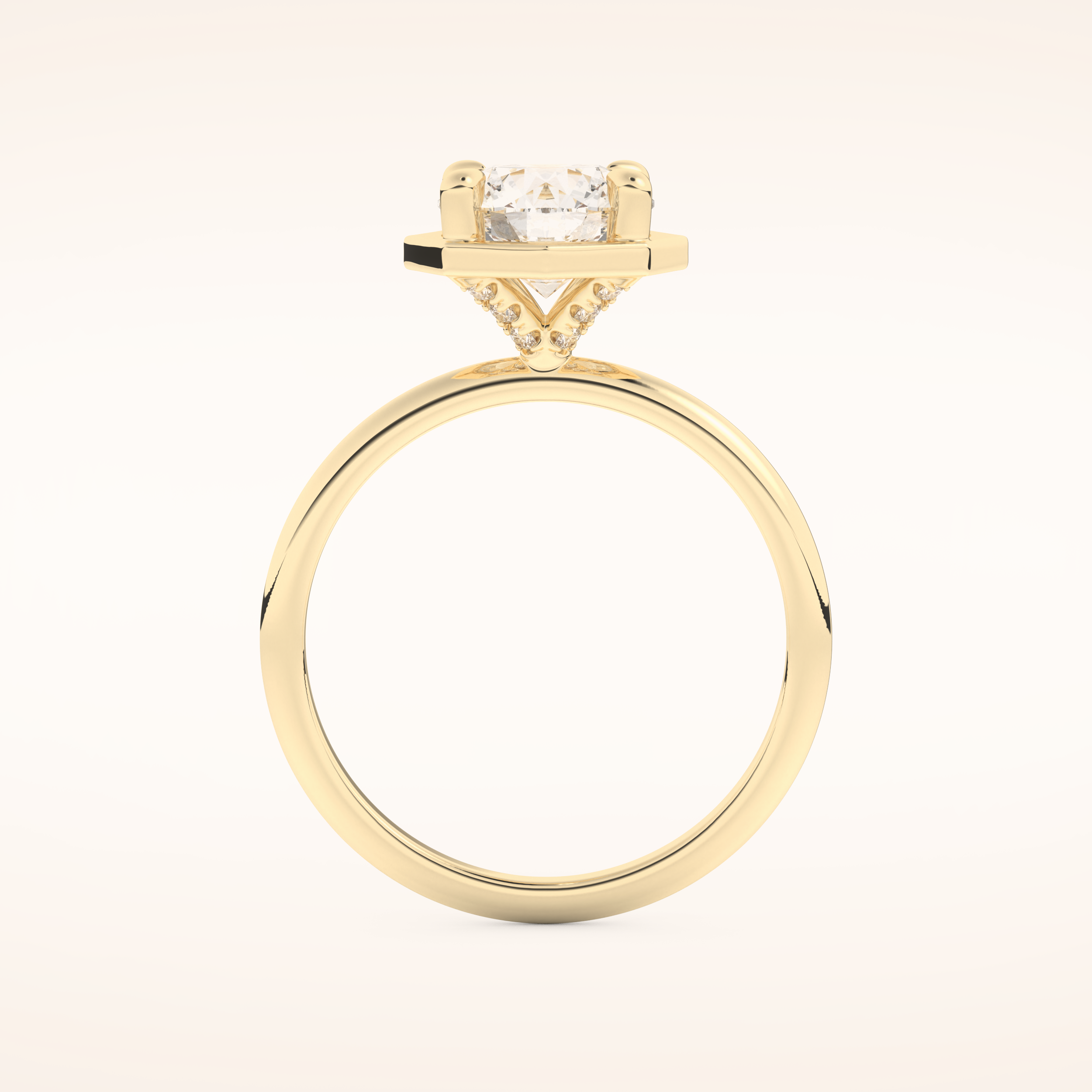 1.5 CT Round Shaped Pave Moissanite Engagement Ring