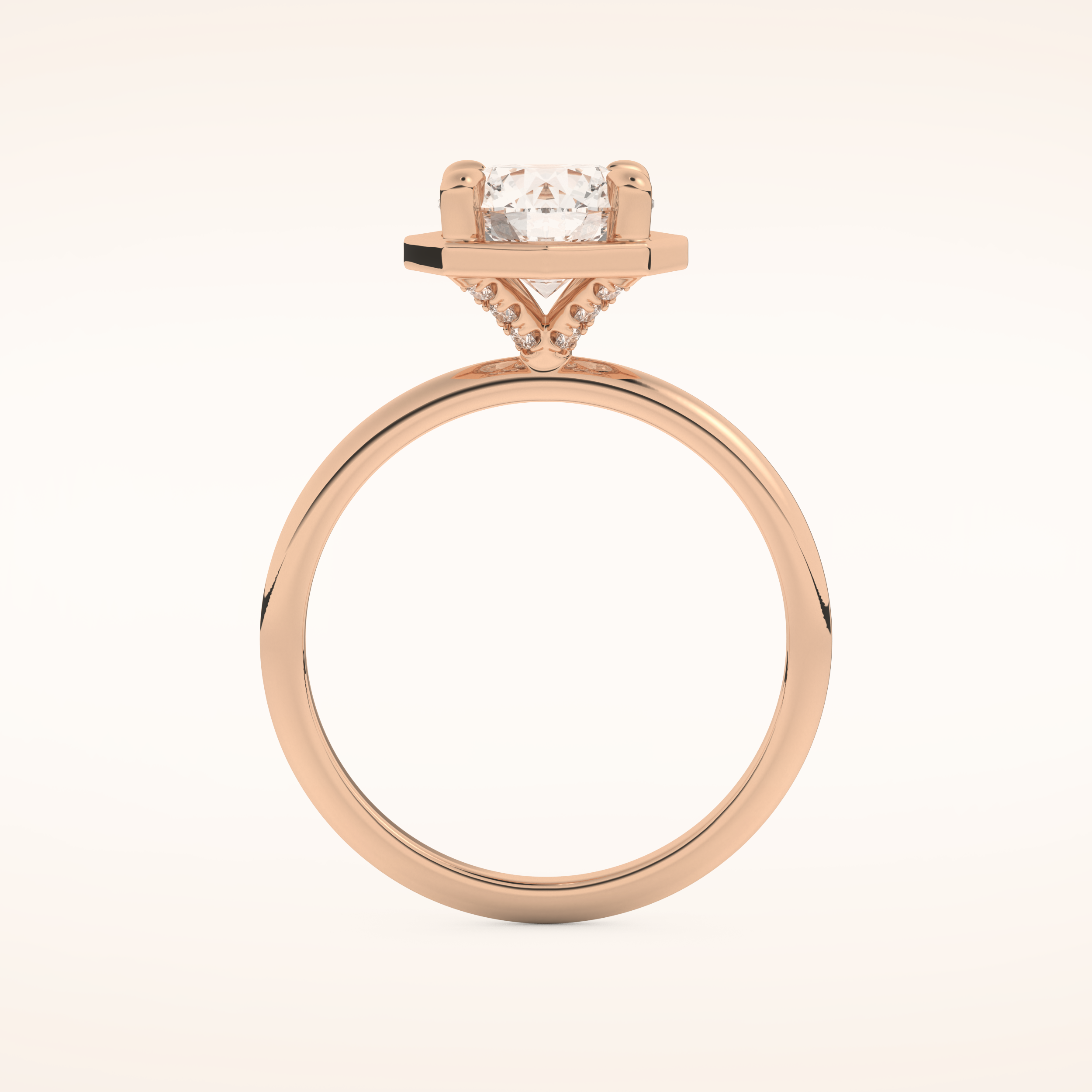 1.5 CT Round Shaped Pave Moissanite Engagement Ring