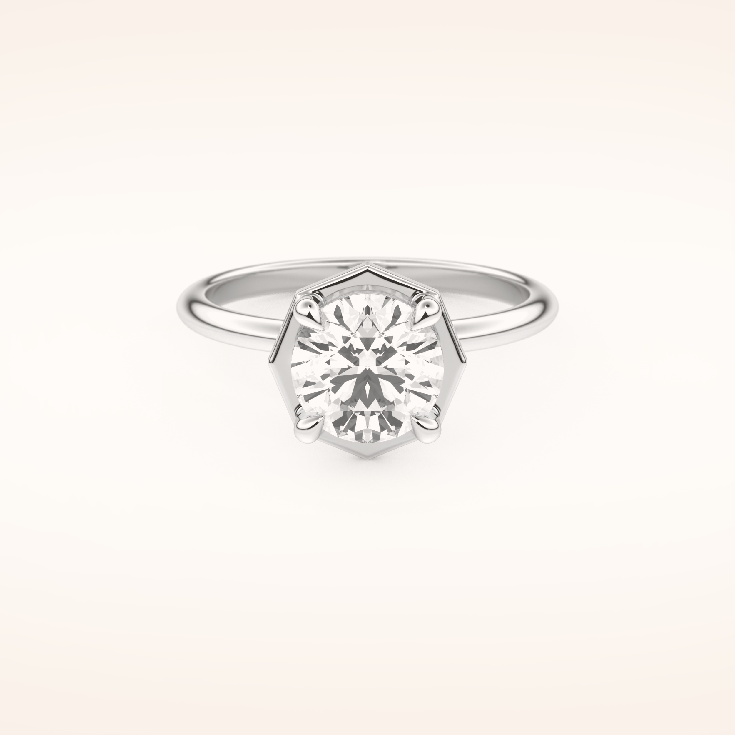 1.5 CT Round Shaped Pave Moissanite Engagement Ring