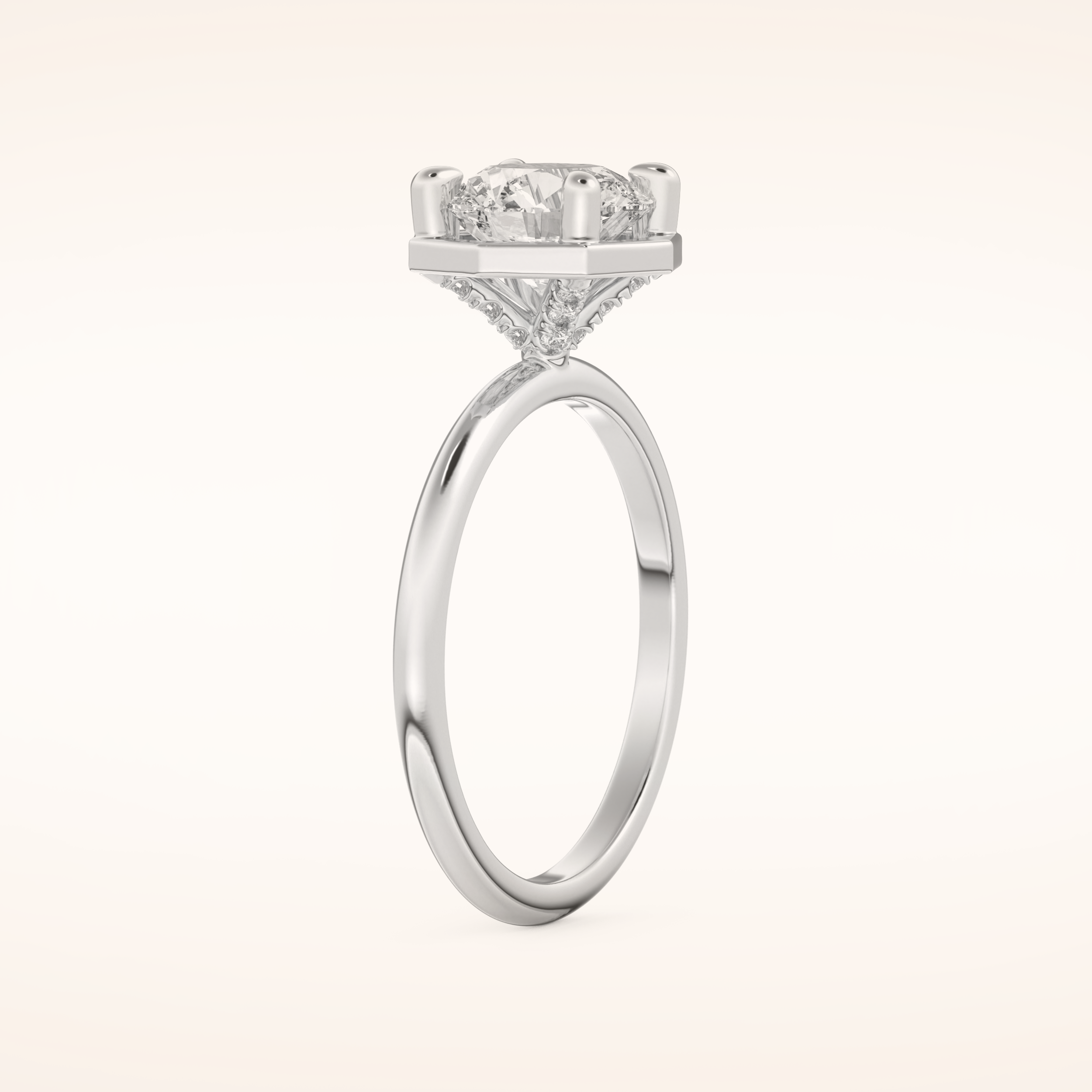 1.5 CT Round Shaped Pave Moissanite Engagement Ring