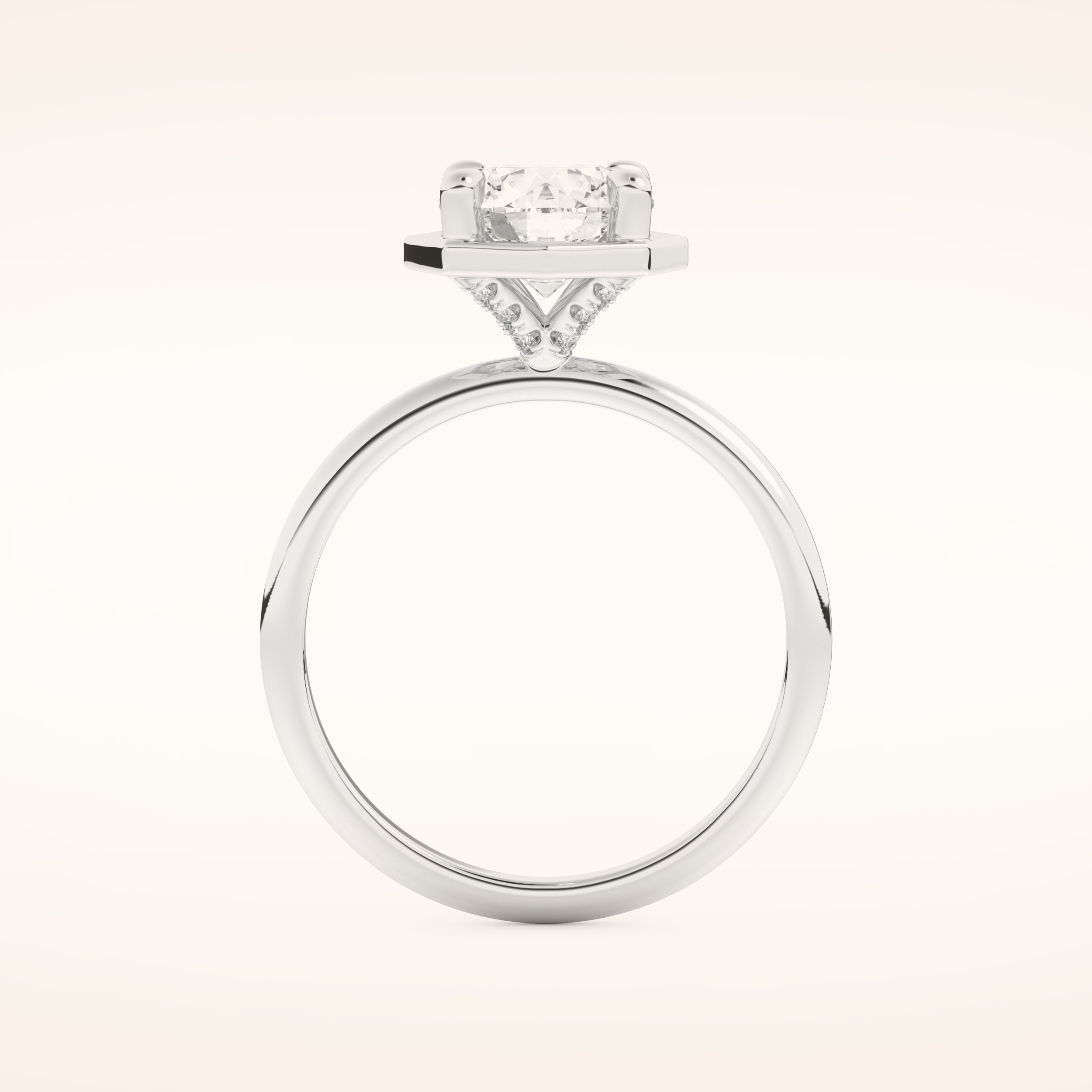 1.5 CT Round Shaped Pave Moissanite Engagement Ring