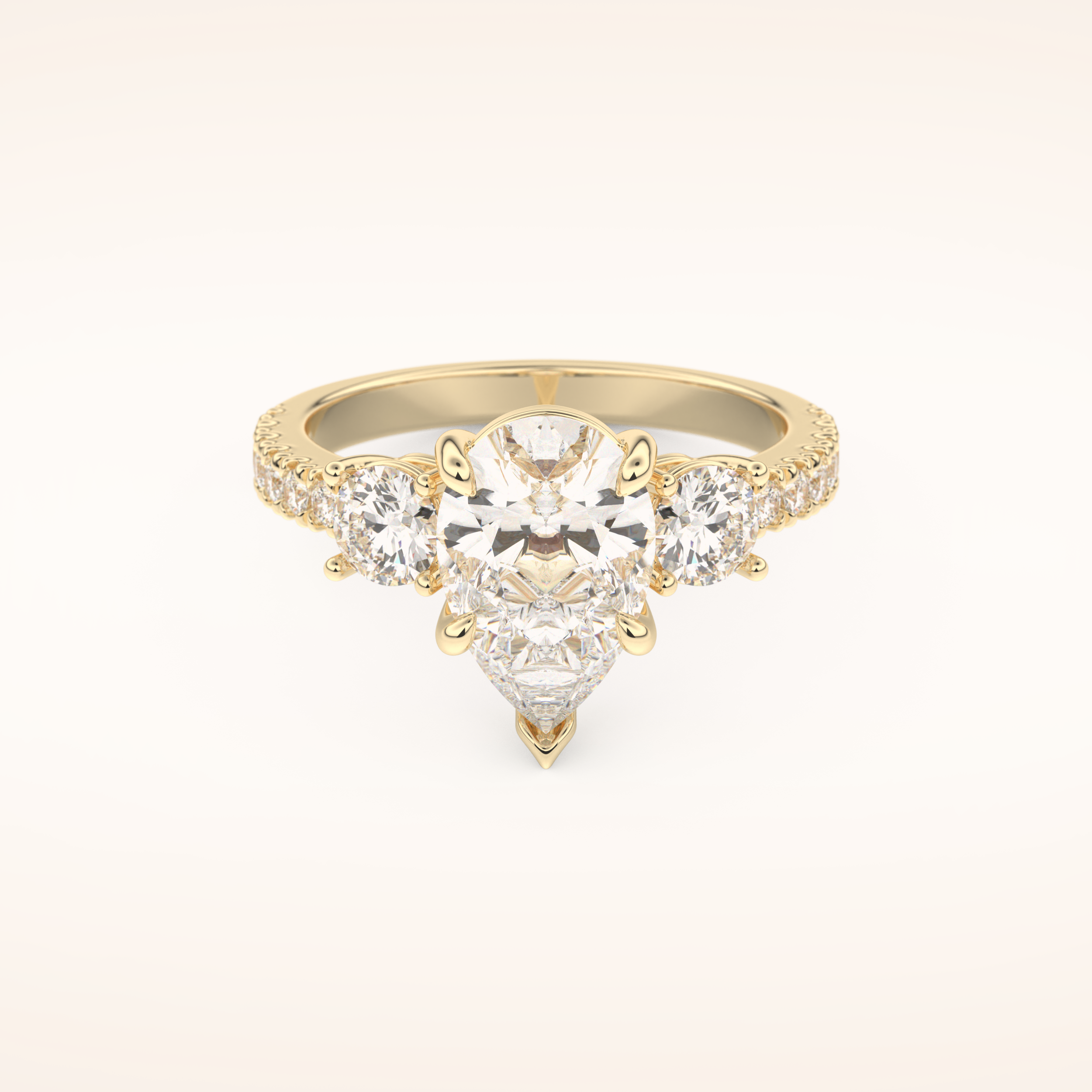 2 CT Pear Shaped Cluster Moissanite Engagement Ring