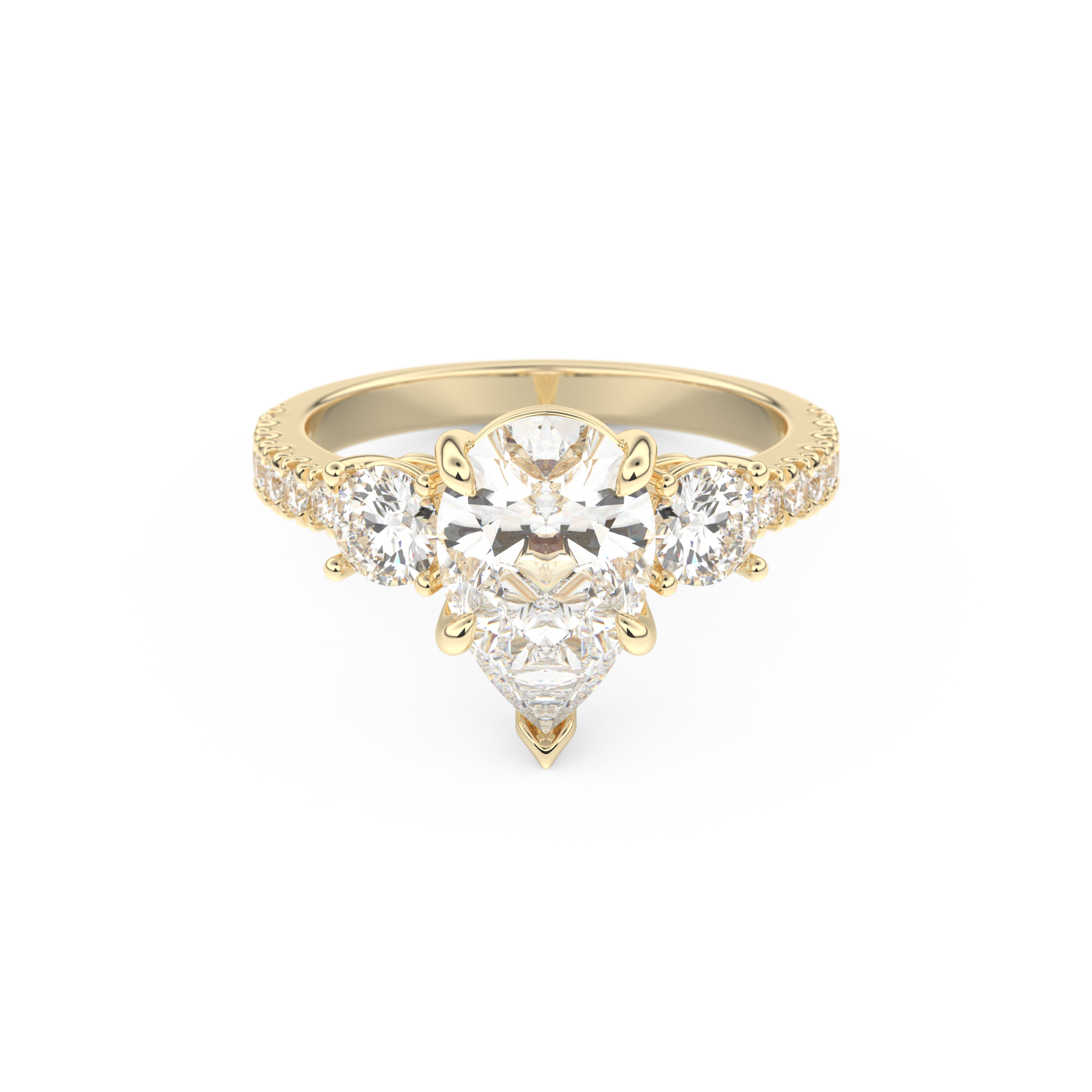 Pear Cluster Lab Grown Diamond Engagement Ring