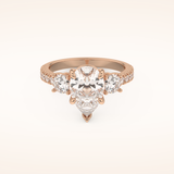 2 CT Pear Shaped Cluster Moissanite Engagement Ring