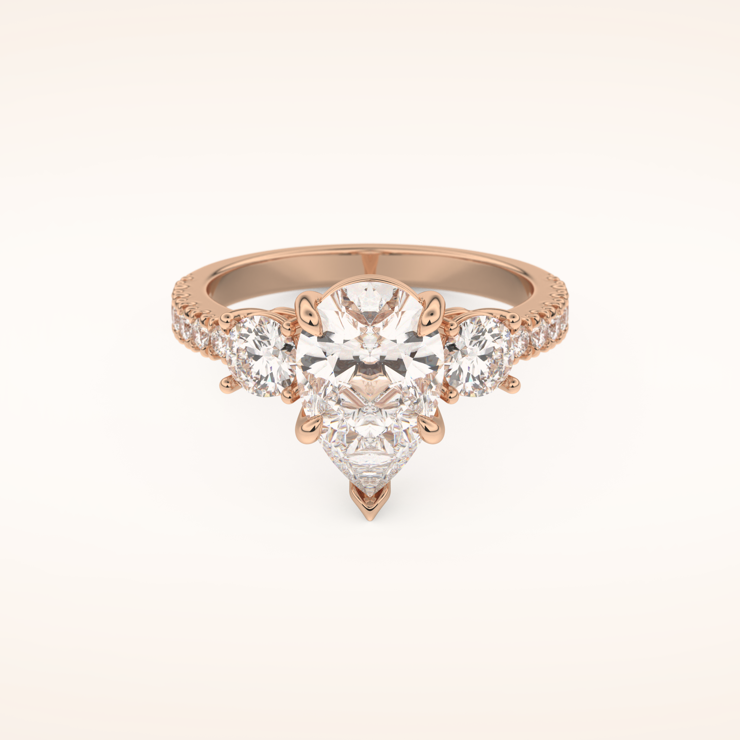 2 CT Pear Shaped Cluster Moissanite Engagement Ring