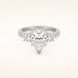 2 CT Pear Shaped Cluster Moissanite Engagement Ring