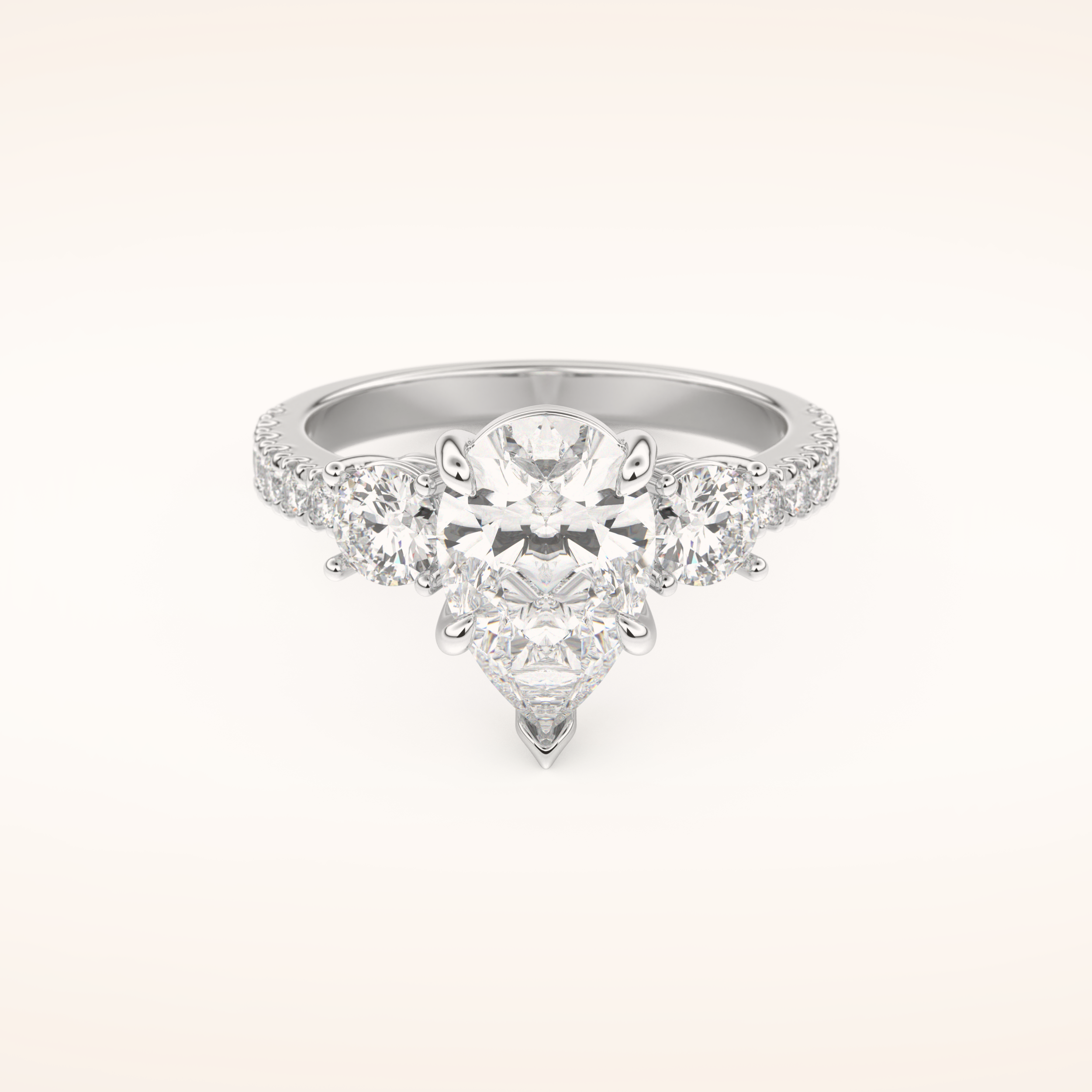 2 CT Pear Shaped Cluster Moissanite Engagement Ring