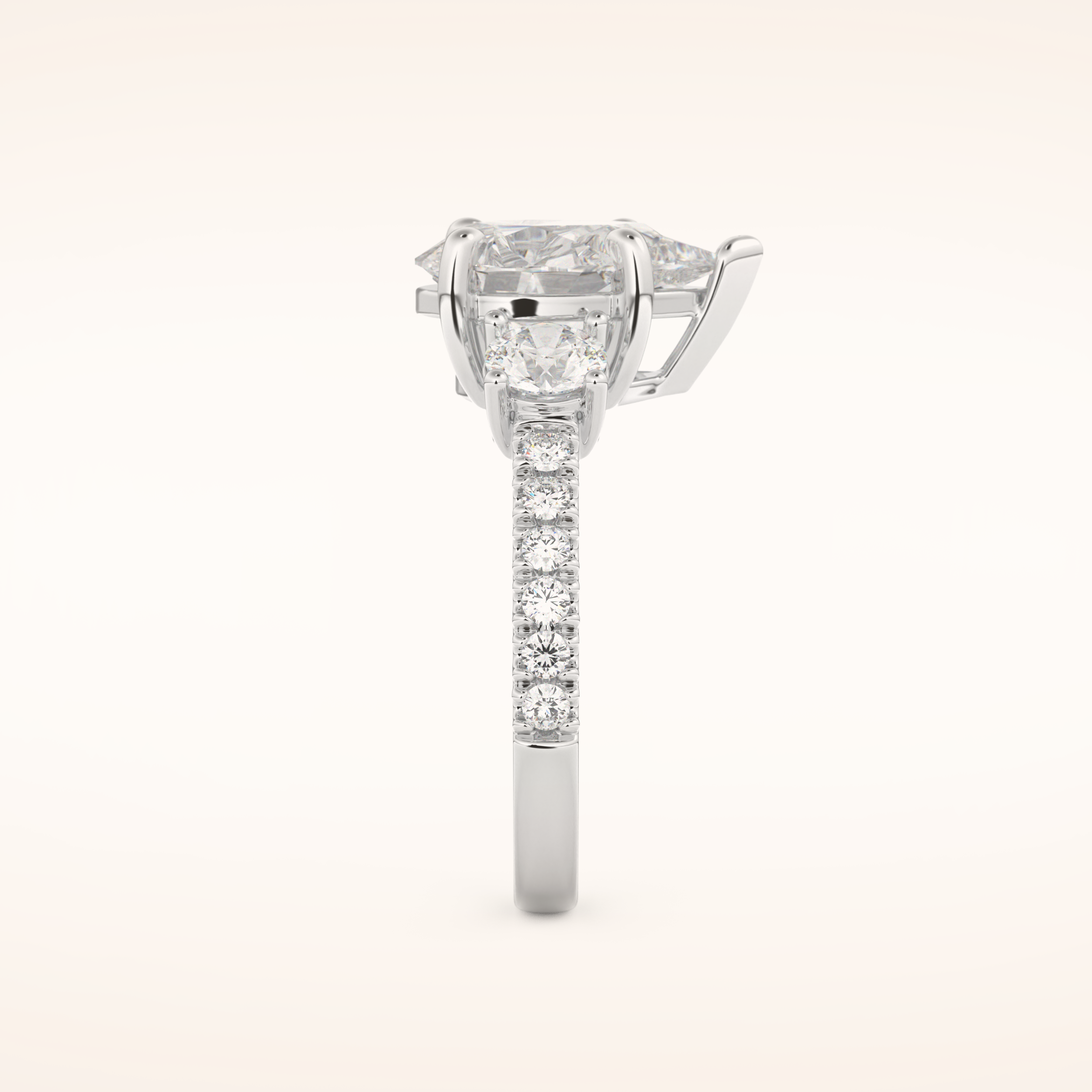 2 CT Pear Shaped Cluster Moissanite Engagement Ring