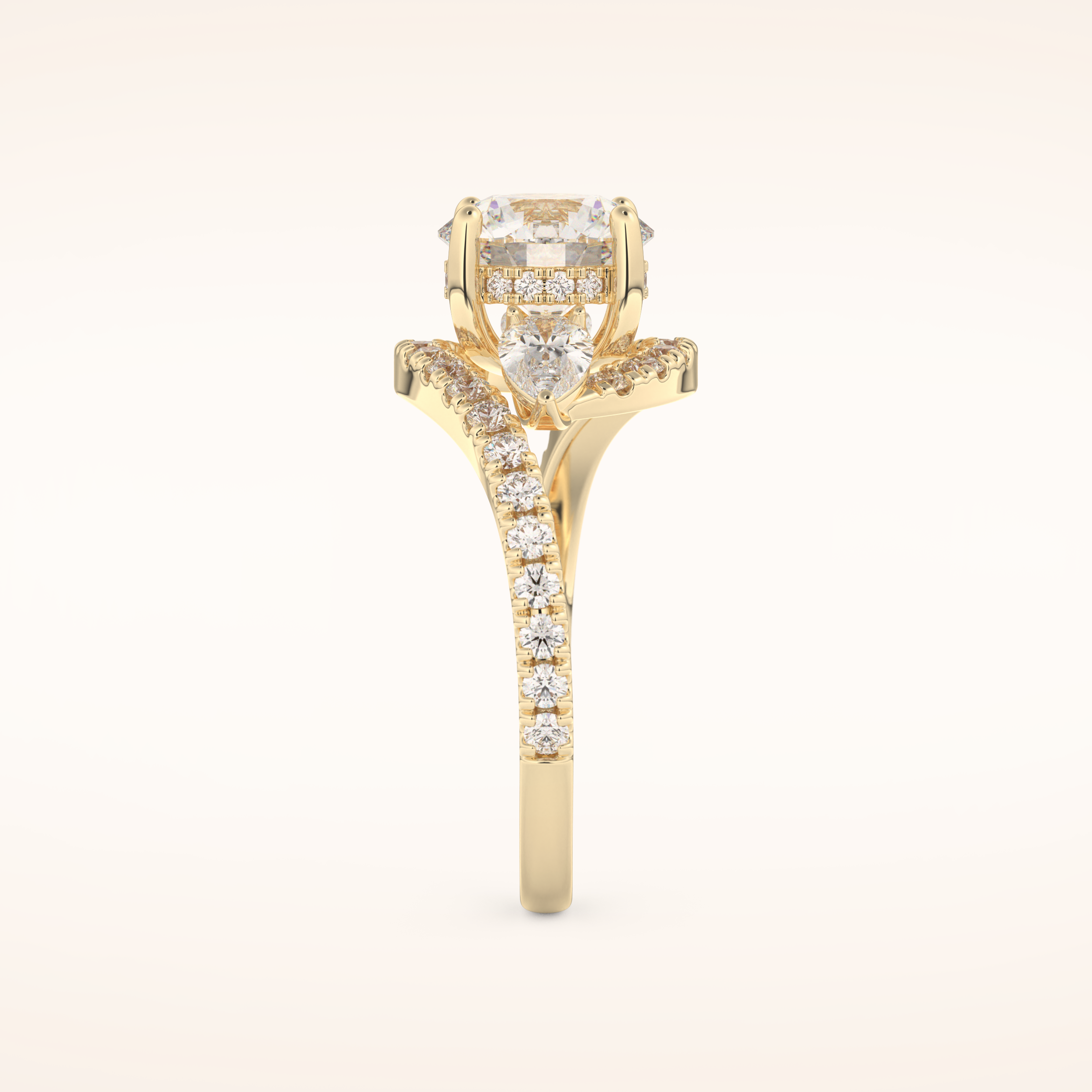 1.5 CT Round Shaped Cluster Moissanite Engagement Ring