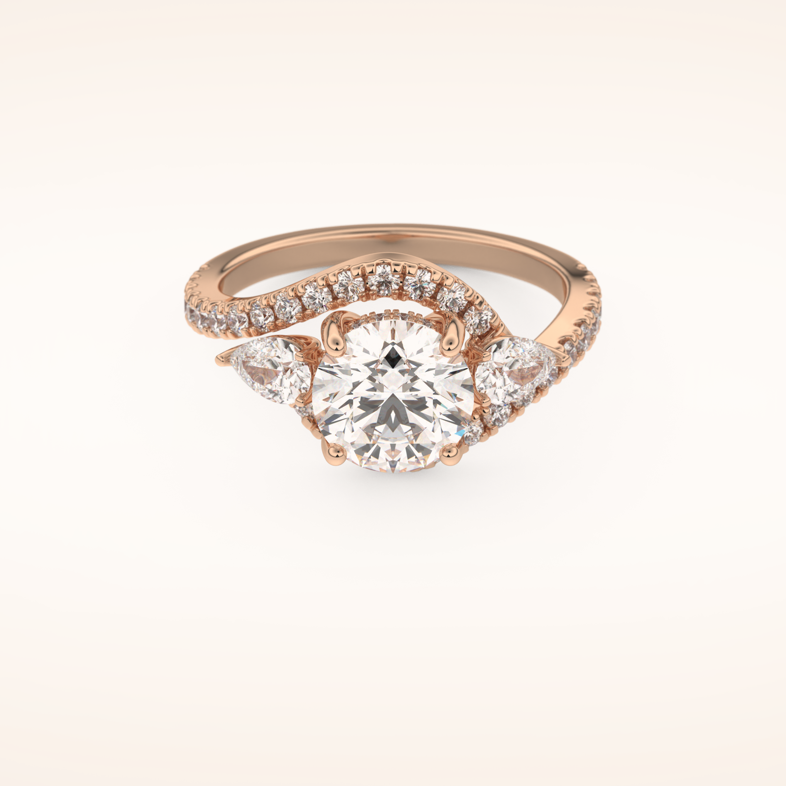 1.5 CT Round Shaped Cluster Moissanite Engagement Ring
