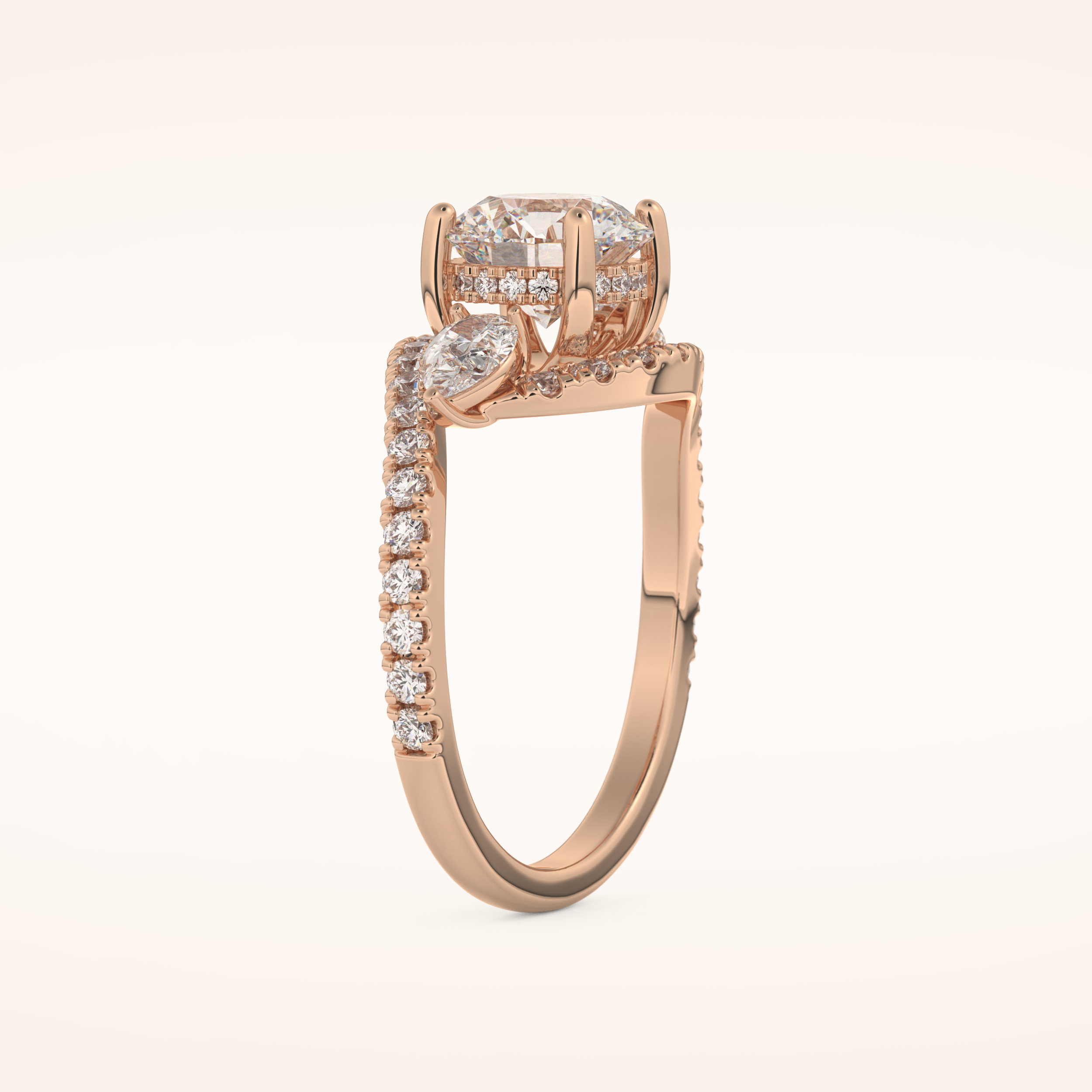1.5 CT Round Shaped Cluster Moissanite Engagement Ring