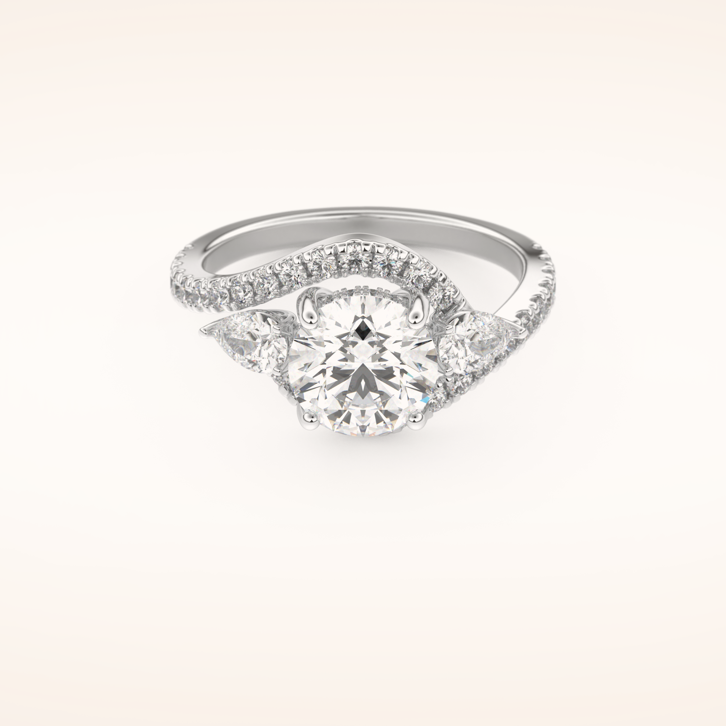 1.5 CT Round Shaped Cluster Moissanite Engagement Ring