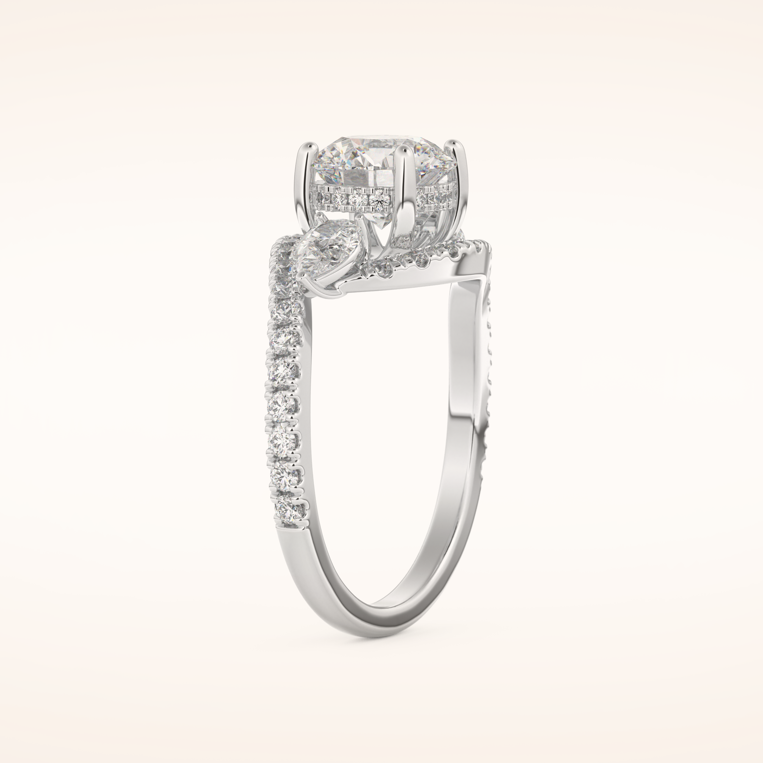 1.5 CT Round Shaped Cluster Moissanite Engagement Ring