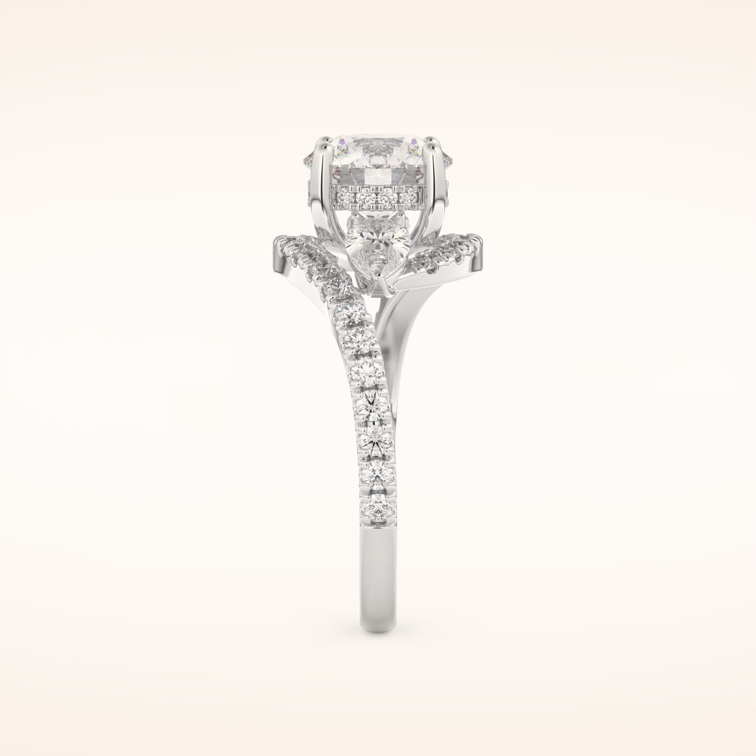 1.5 CT Round Shaped Cluster Moissanite Engagement Ring
