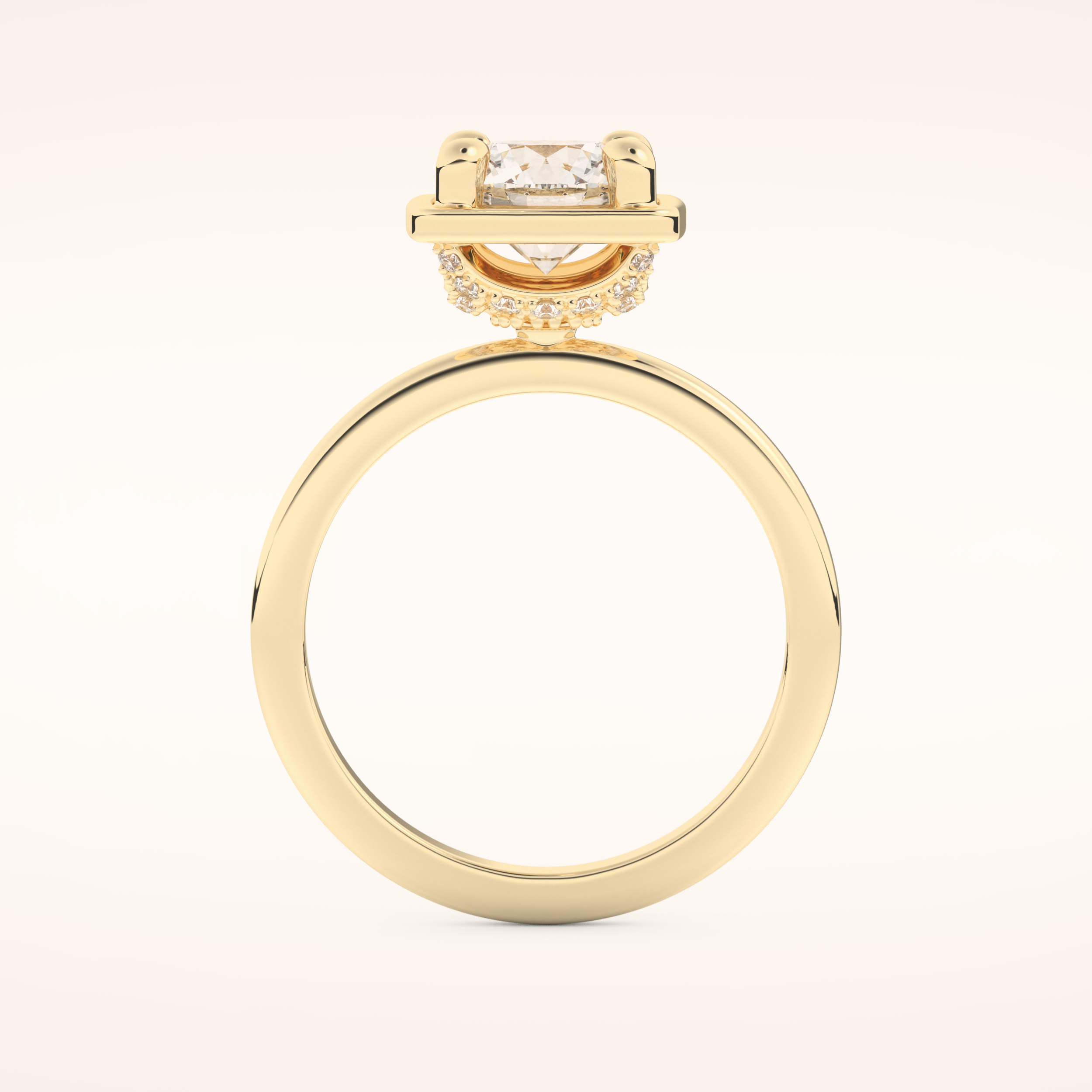 1.5 CT Round Shaped Pave Moissanite Engagement Ring