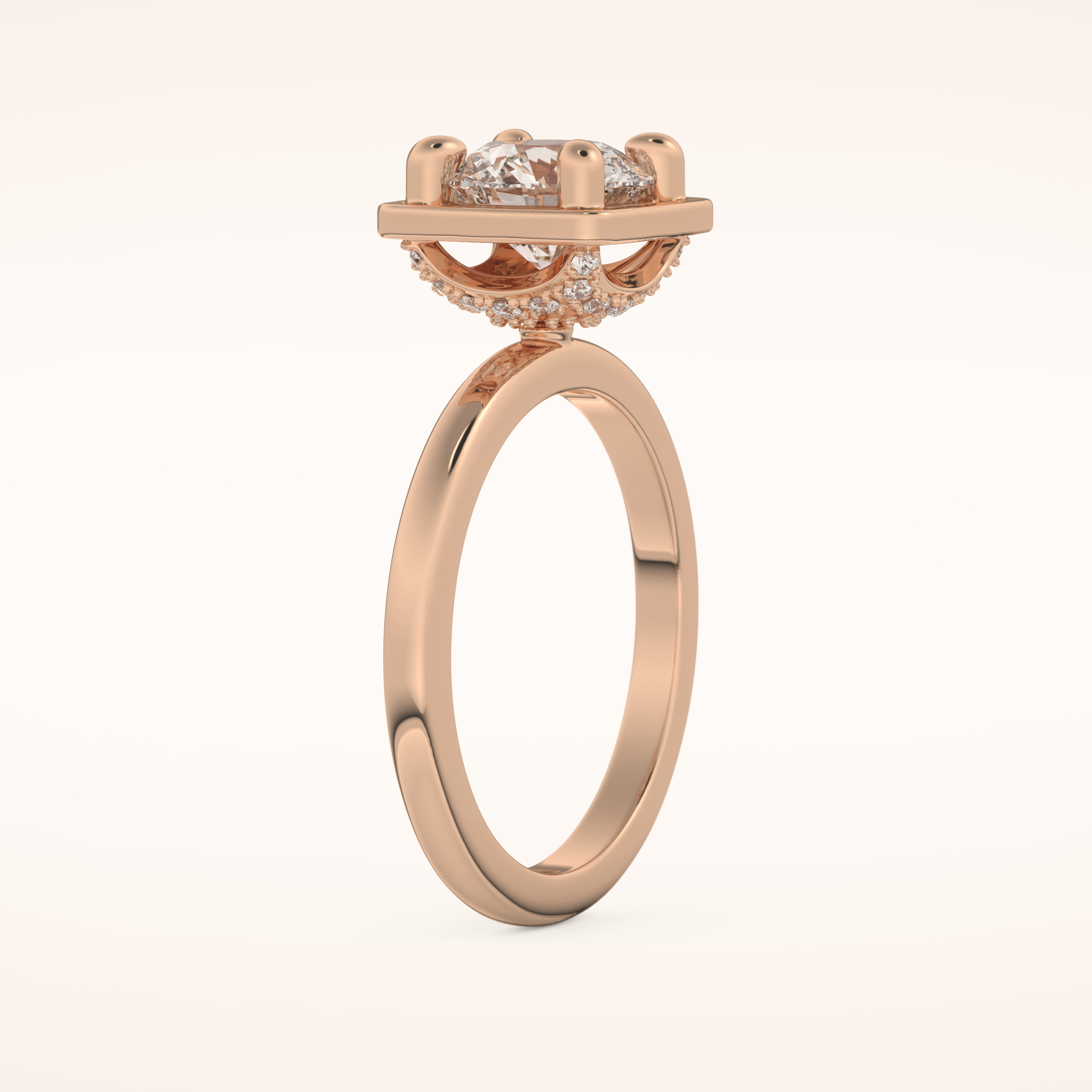 1.5 CT Round Shaped Pave Moissanite Engagement Ring