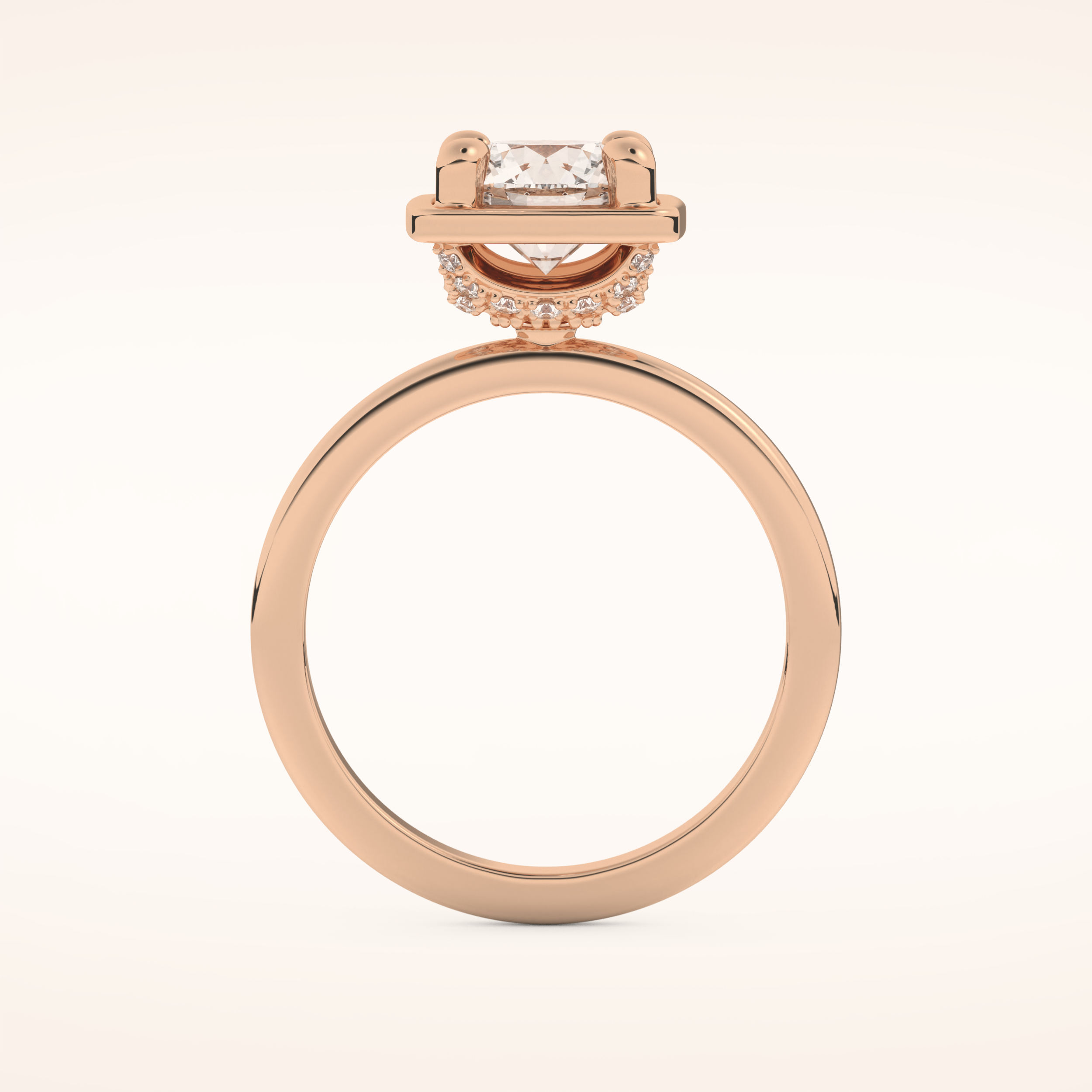 1.5 CT Round Shaped Pave Moissanite Engagement Ring