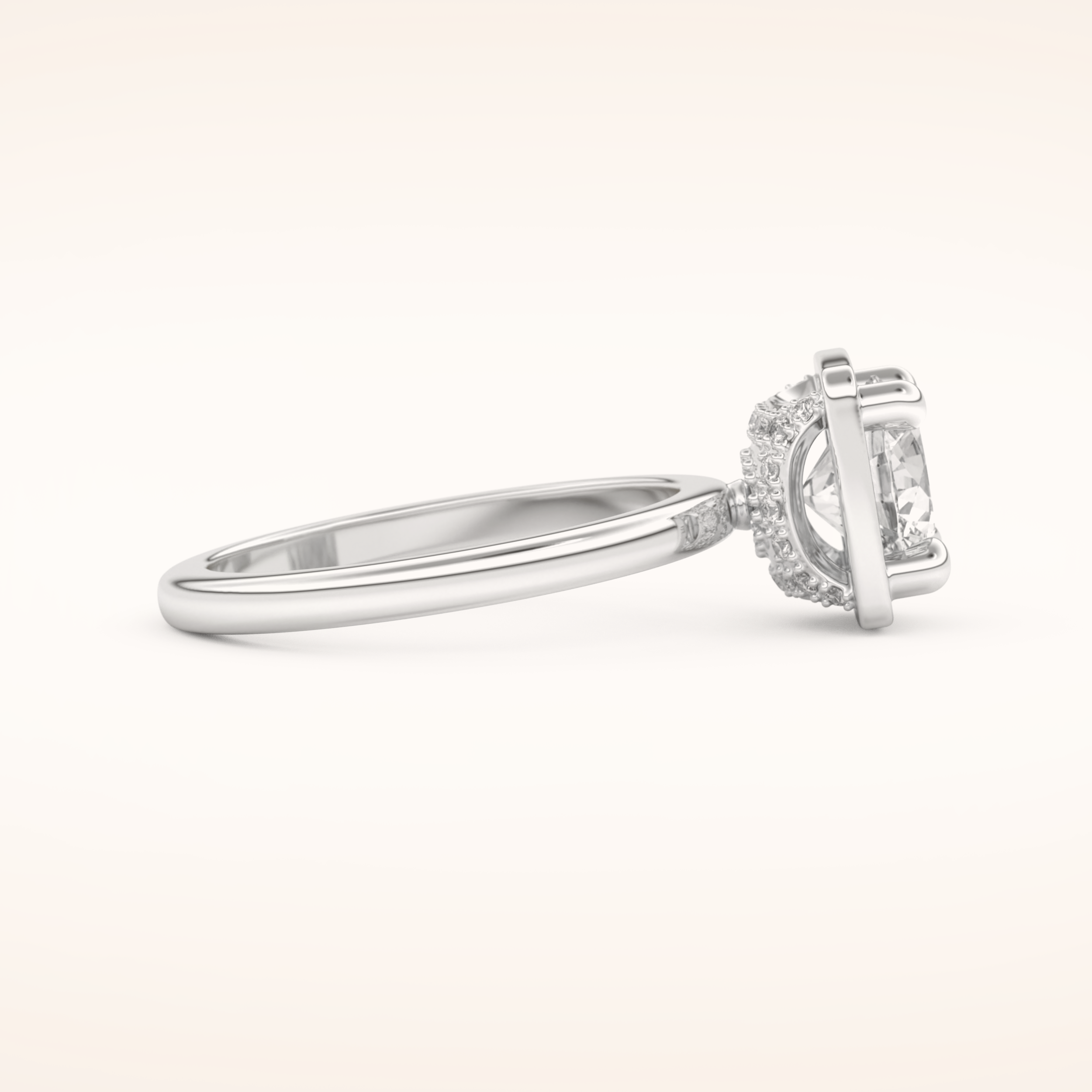 1.5 CT Round Shaped Pave Moissanite Engagement Ring