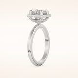1.5 CT Round Shaped Pave Moissanite Engagement Ring