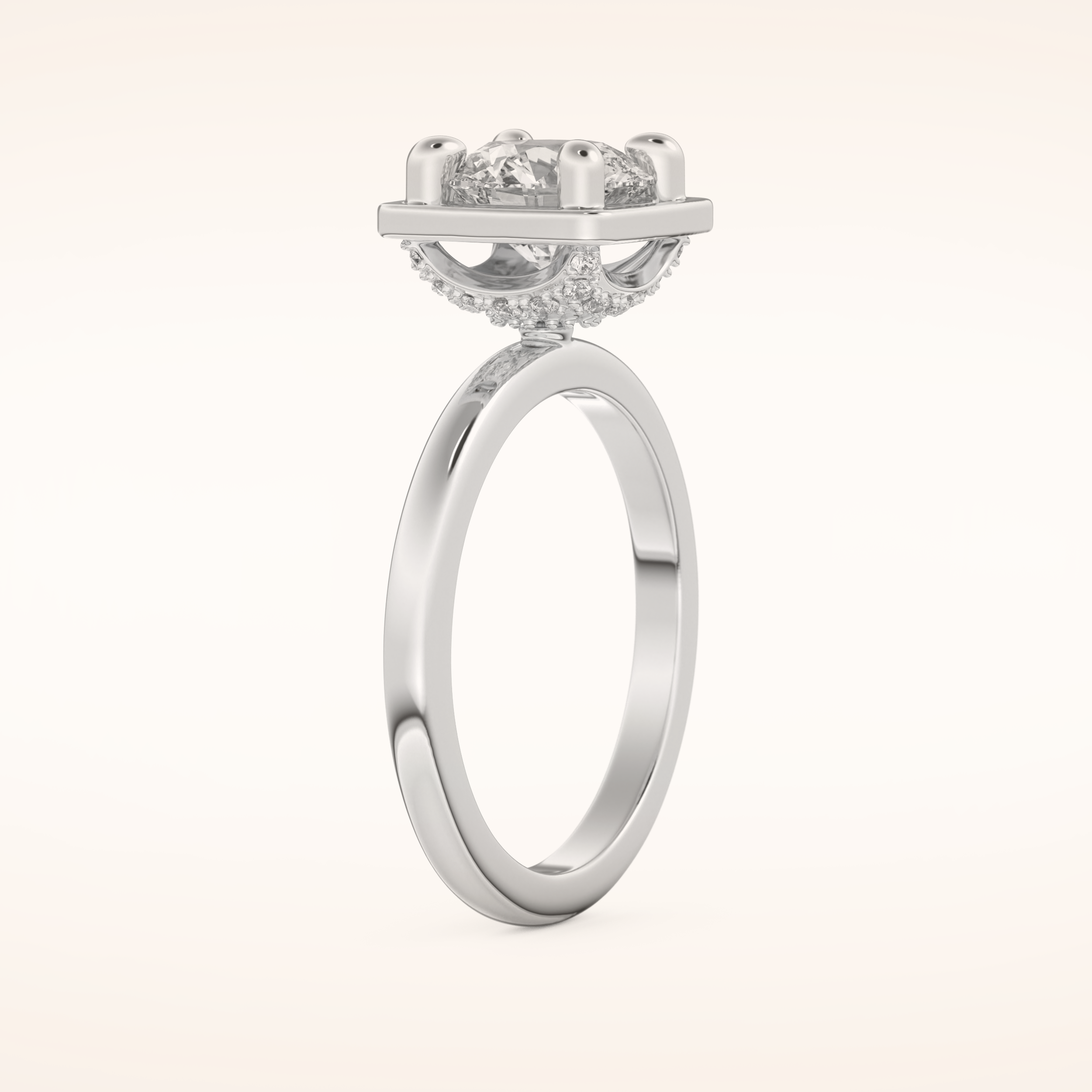 1.5 CT Round Shaped Pave Moissanite Engagement Ring