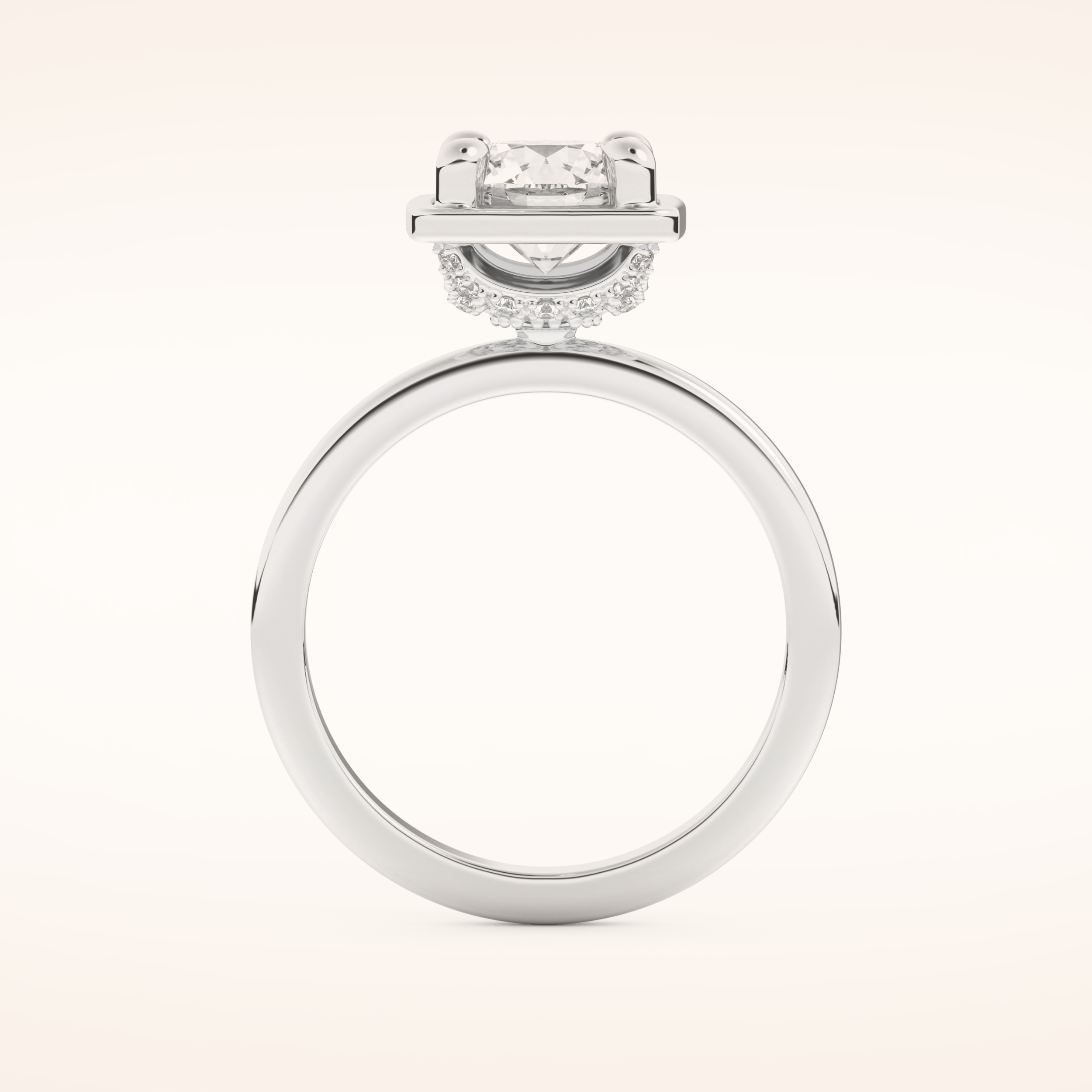 1.5 CT Round Shaped Pave Moissanite Engagement Ring