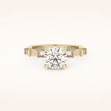 1.5 CT Round Shaped Pave Moissanite Engagement Ring