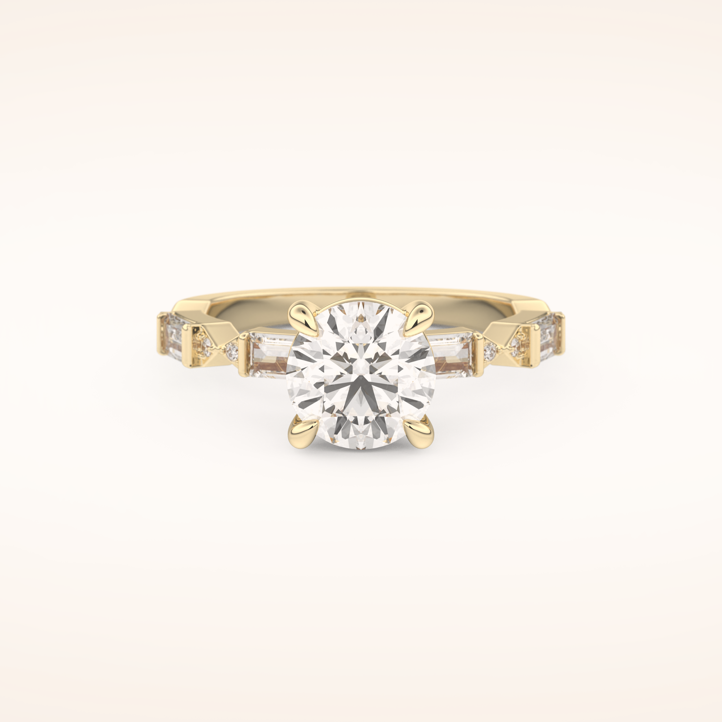 1.5 CT Round Shaped Pave Moissanite Engagement Ring