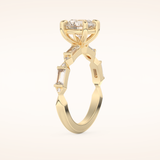 1.5 CT Round Shaped Pave Moissanite Engagement Ring