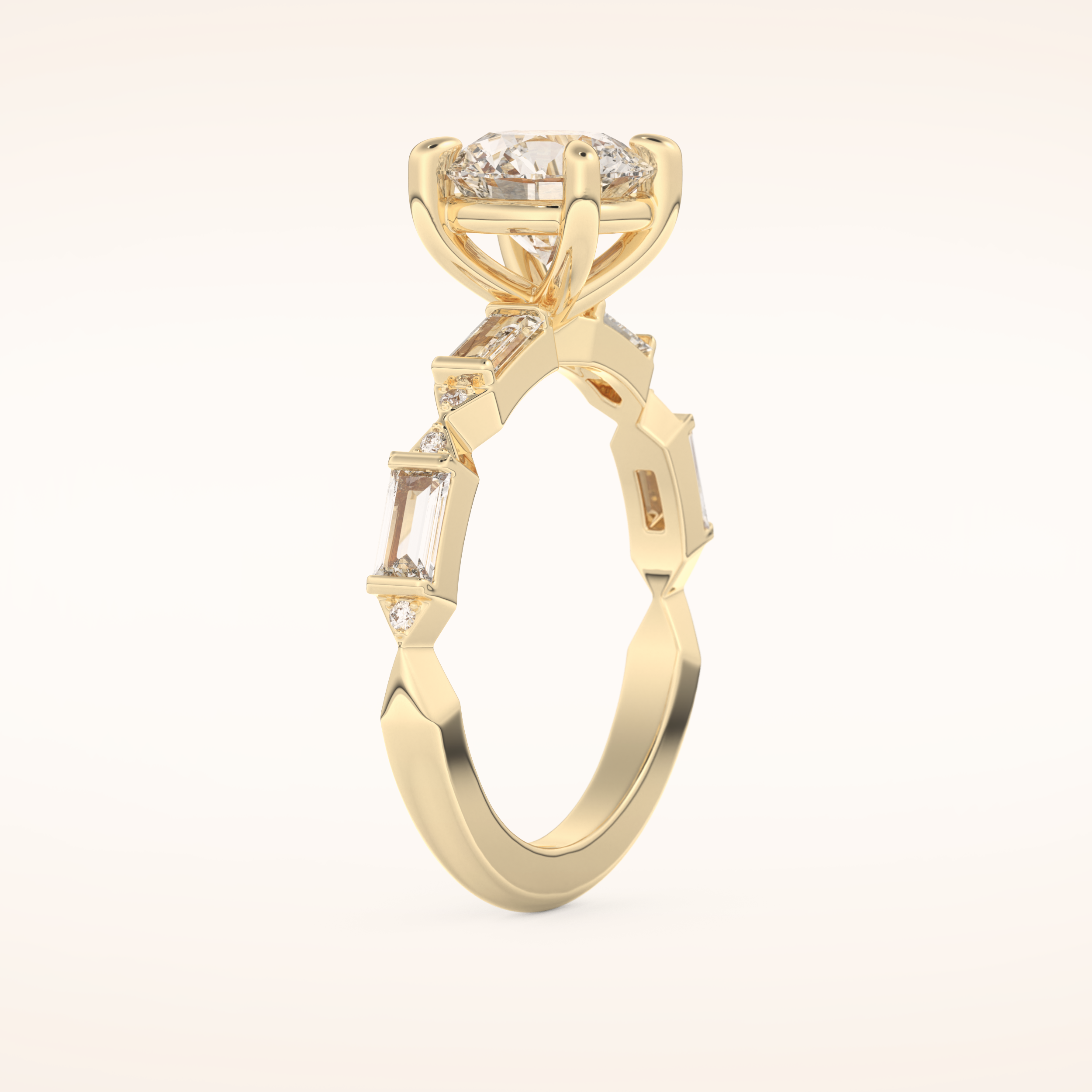 1.5 CT Round Shaped Pave Moissanite Engagement Ring
