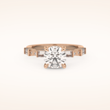 1.5 CT Round Shaped Pave Moissanite Engagement Ring