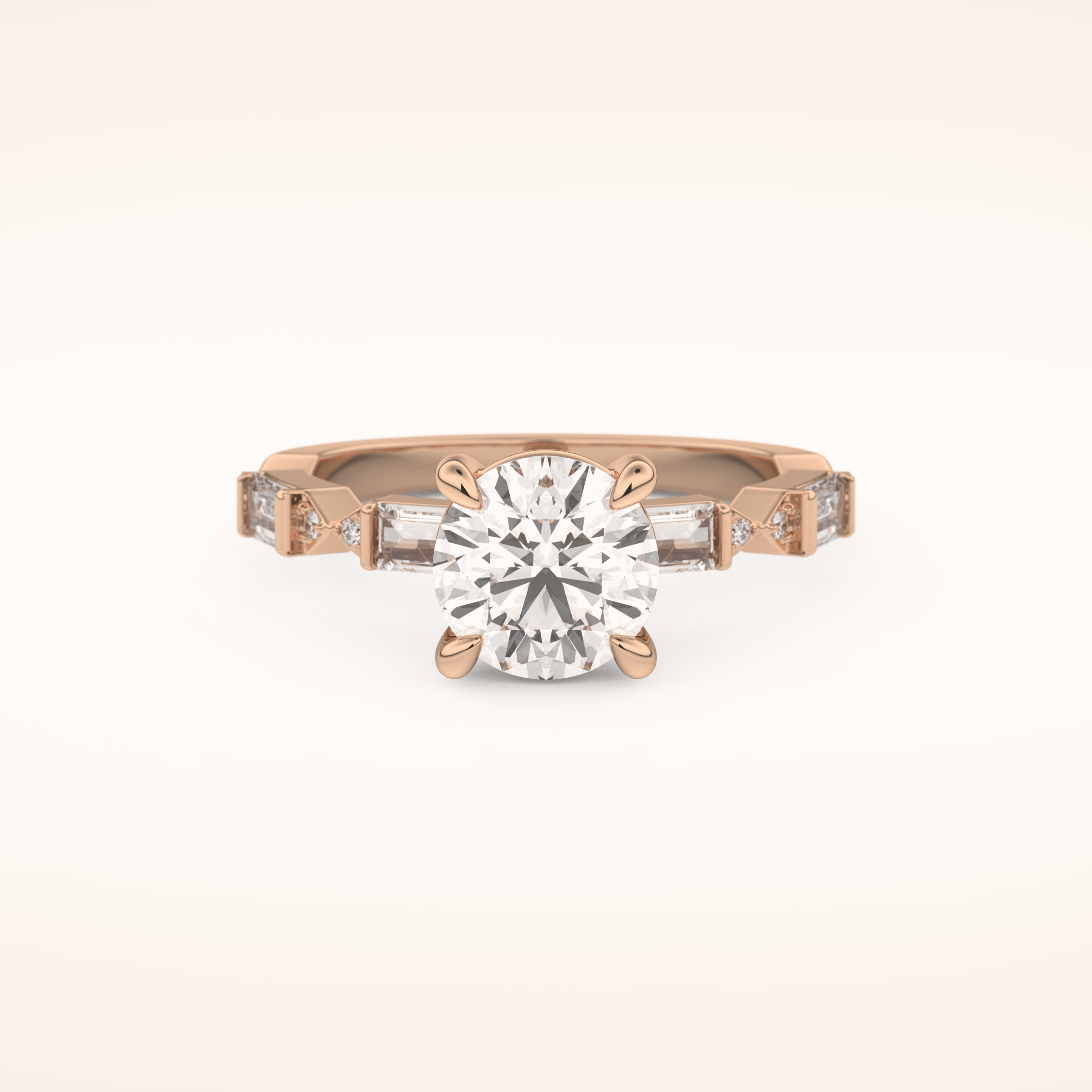 1.5 CT Round Shaped Pave Moissanite Engagement Ring