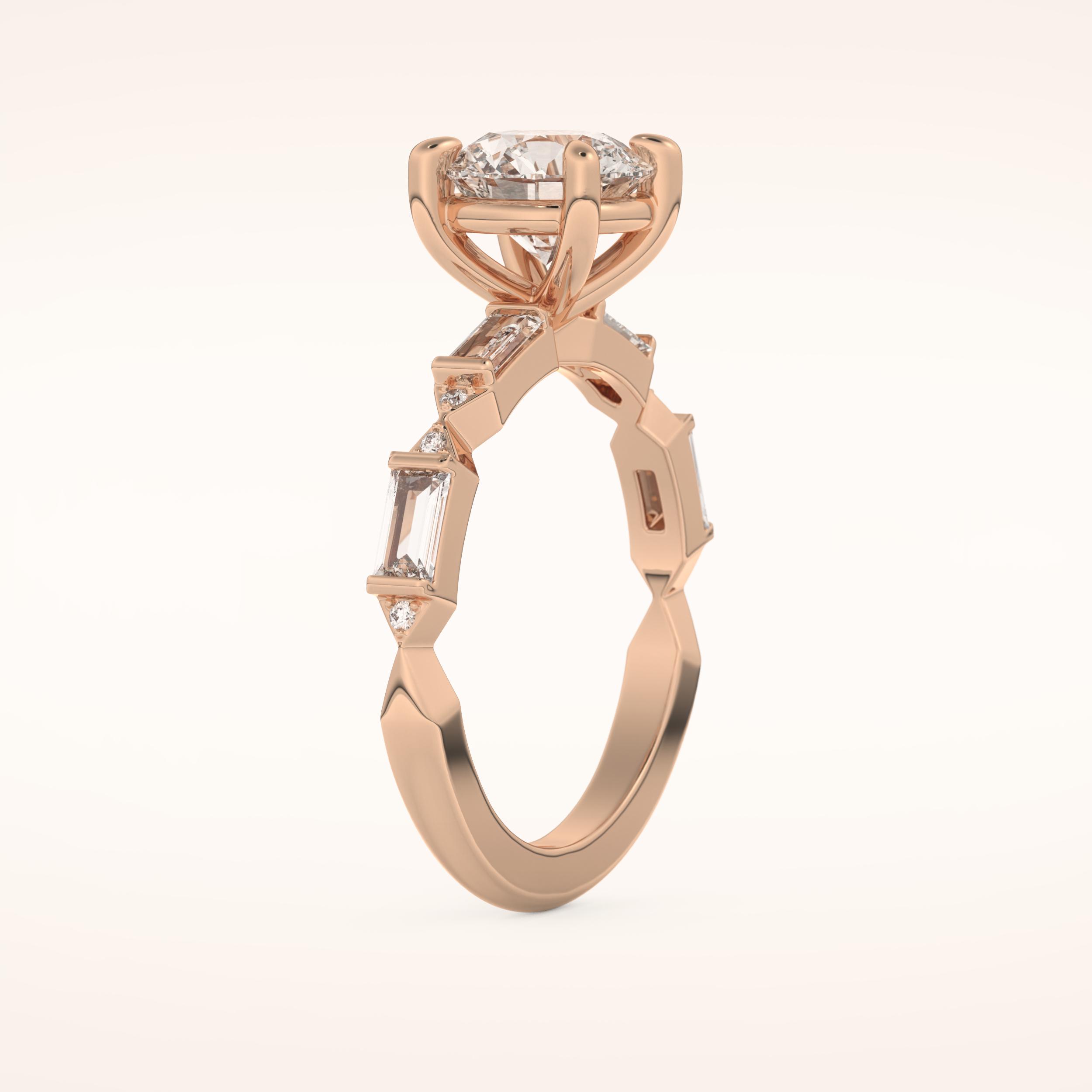 1.5 CT Round Shaped Pave Moissanite Engagement Ring