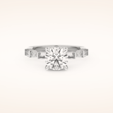 1.5 CT Round Shaped Pave Moissanite Engagement Ring