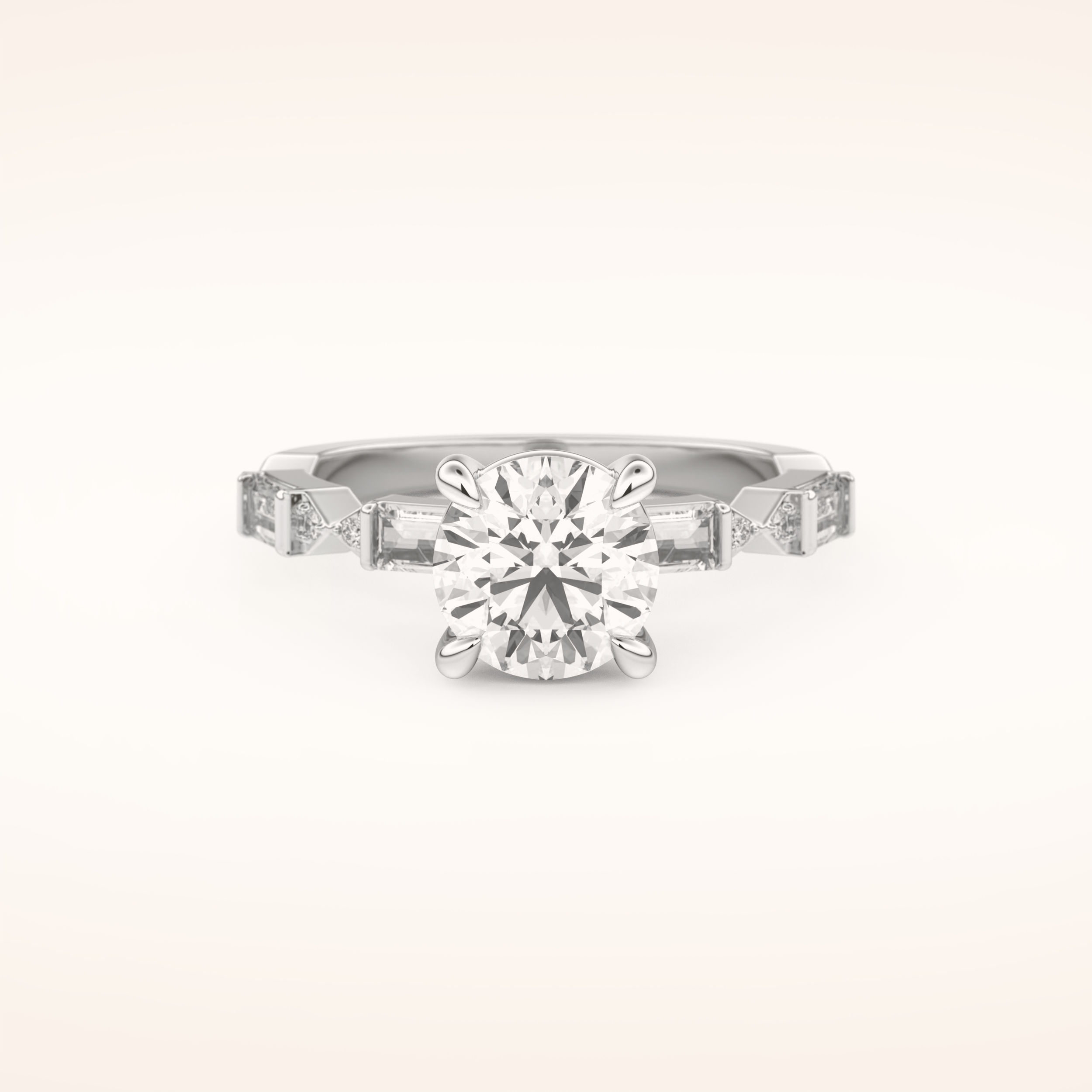 1.5 CT Round Shaped Pave Moissanite Engagement Ring